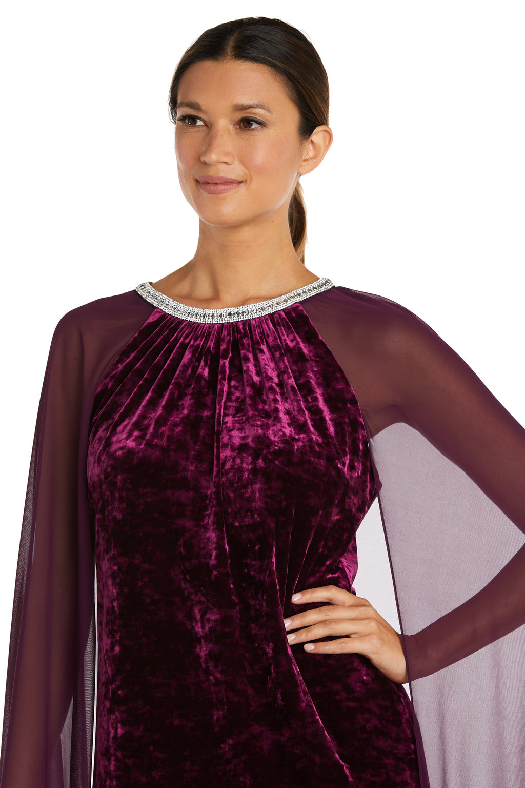 Plus Size Dresses Long Formal Plus Size Mother of the Bride Cape Dress Wine