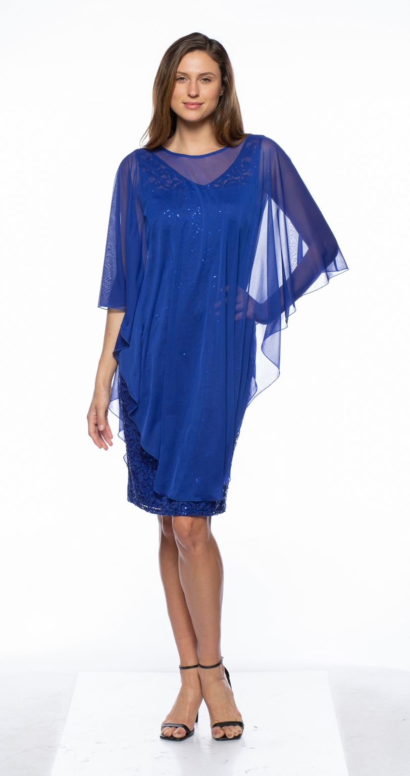 Marina Short Sheer Overlay Lace Dress for 169.99 The Dress Outlet
