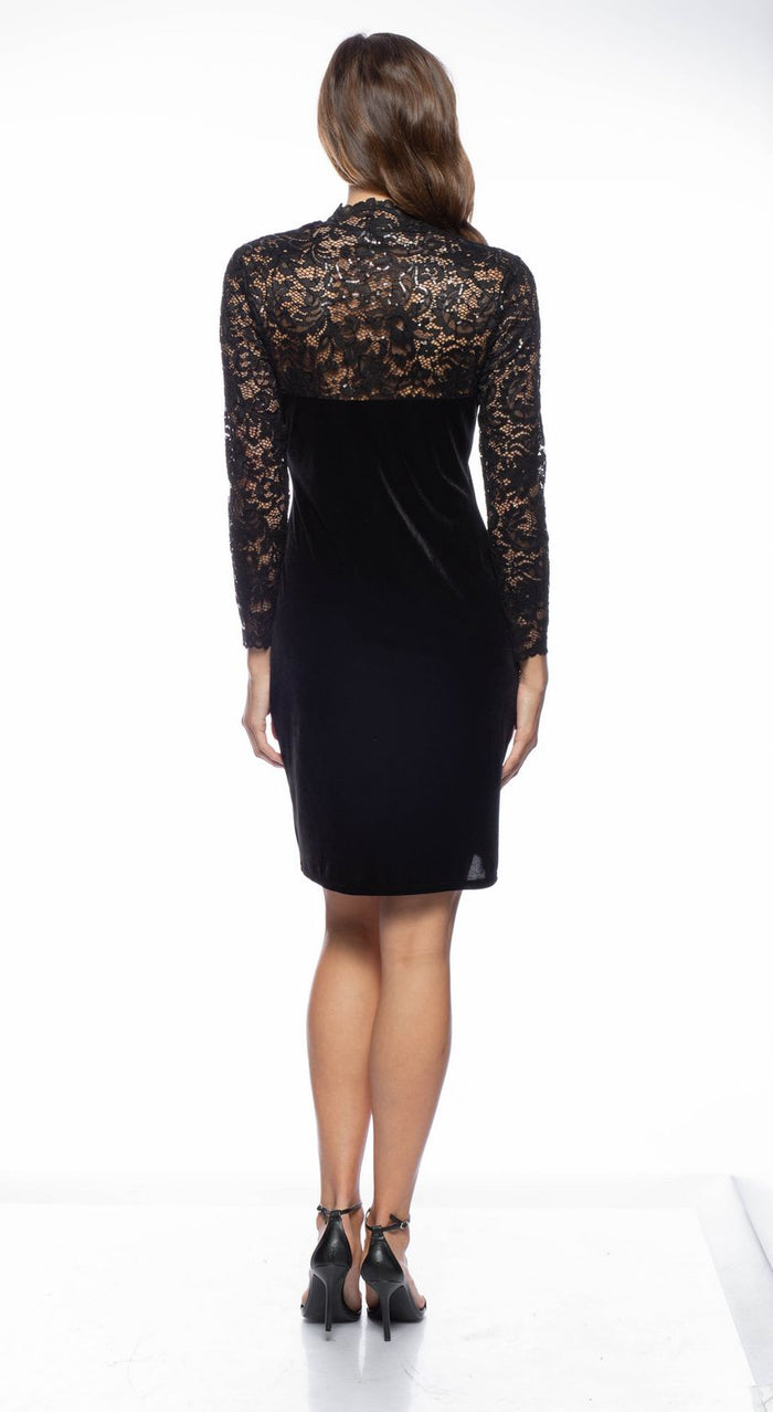 Cocktail Dresses Lace Long Sleeve Short Dress Black