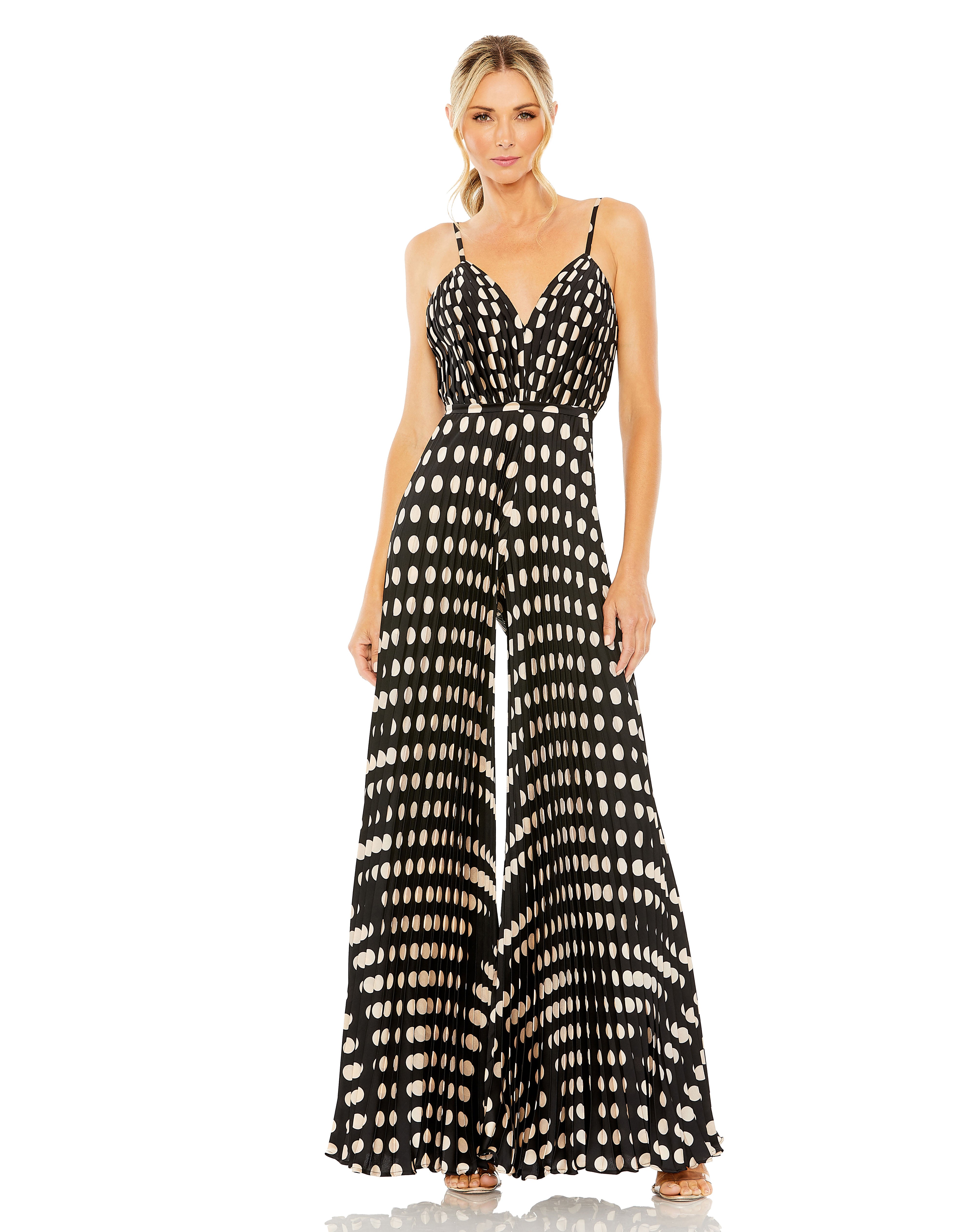 Jumpsuit Long Formal Pleated Jumpuit Black Multi
