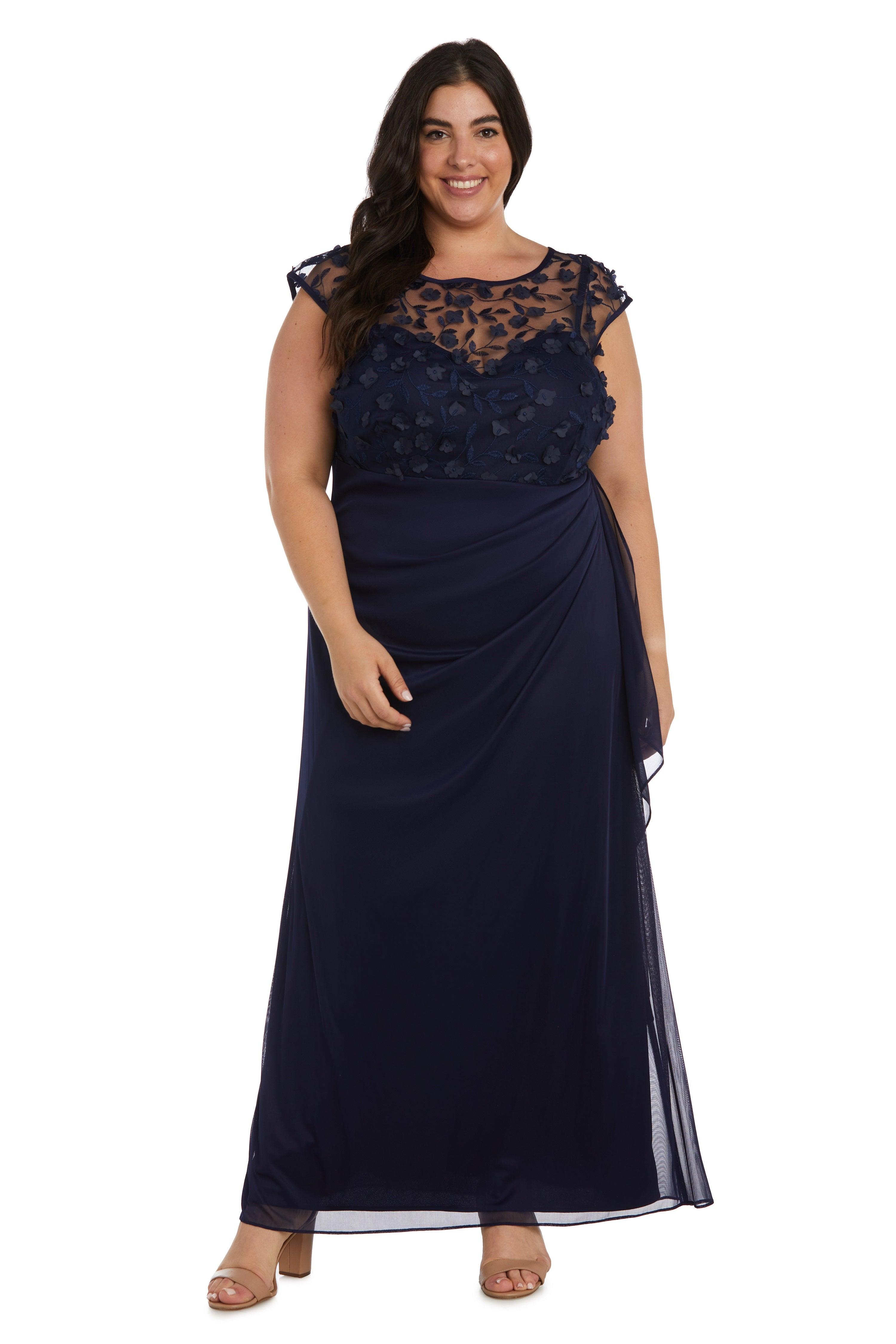 Navy R&M Richards 2741W Plus Size Long Formal Dress Formal