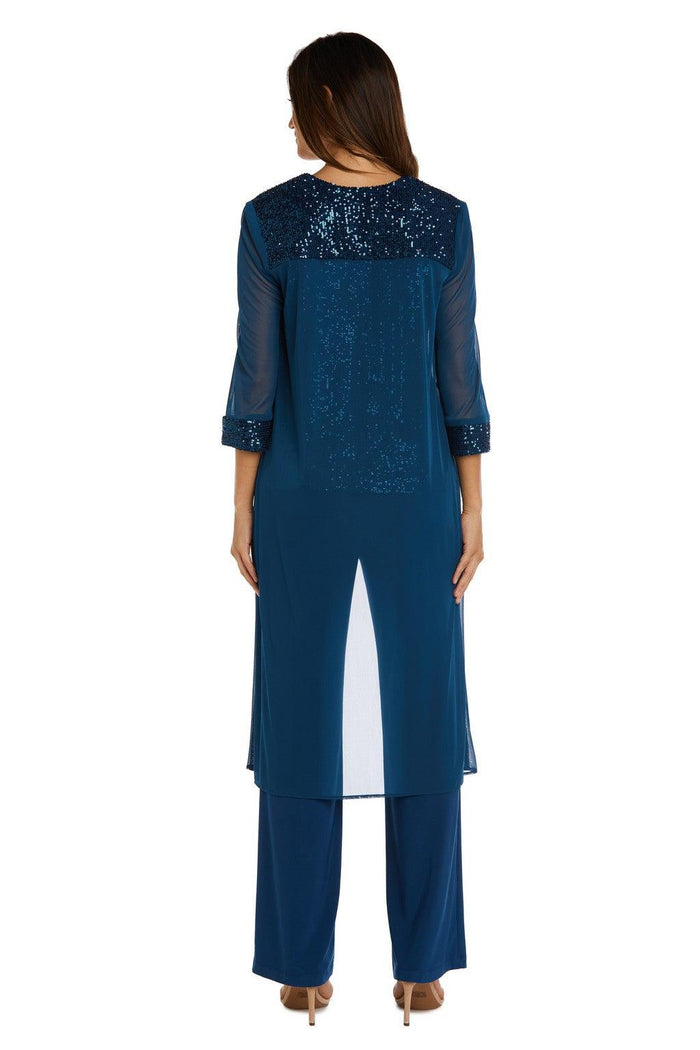 Pant Suit Long Formal Sequined Pant Suit Peacock