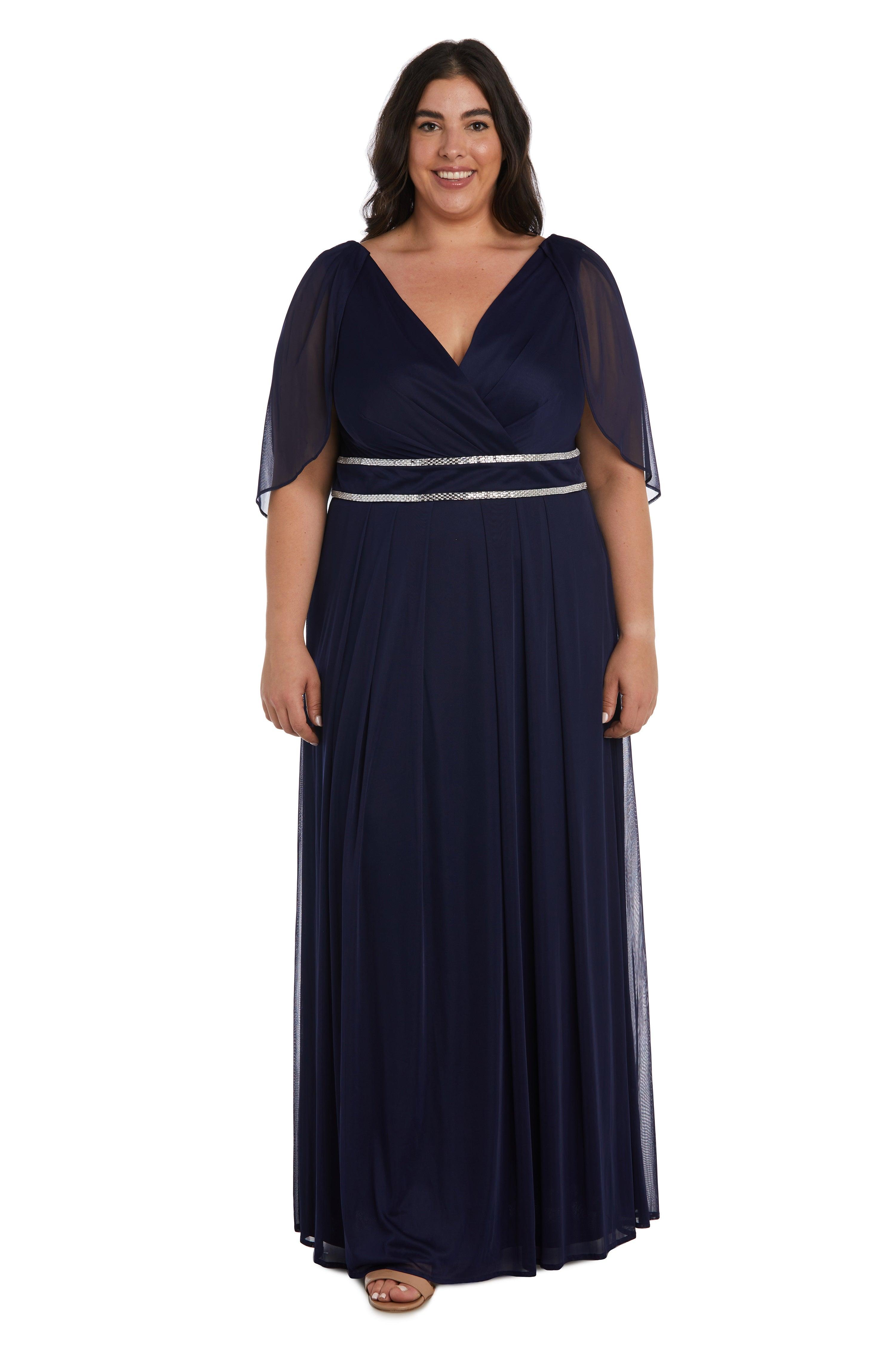 R&M Richards 2770W Long Plus Size Capelet Dress