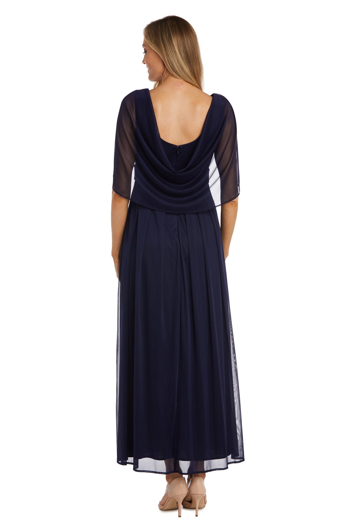 R&M Richards 2770P Long Formal Petite Capelet Dress