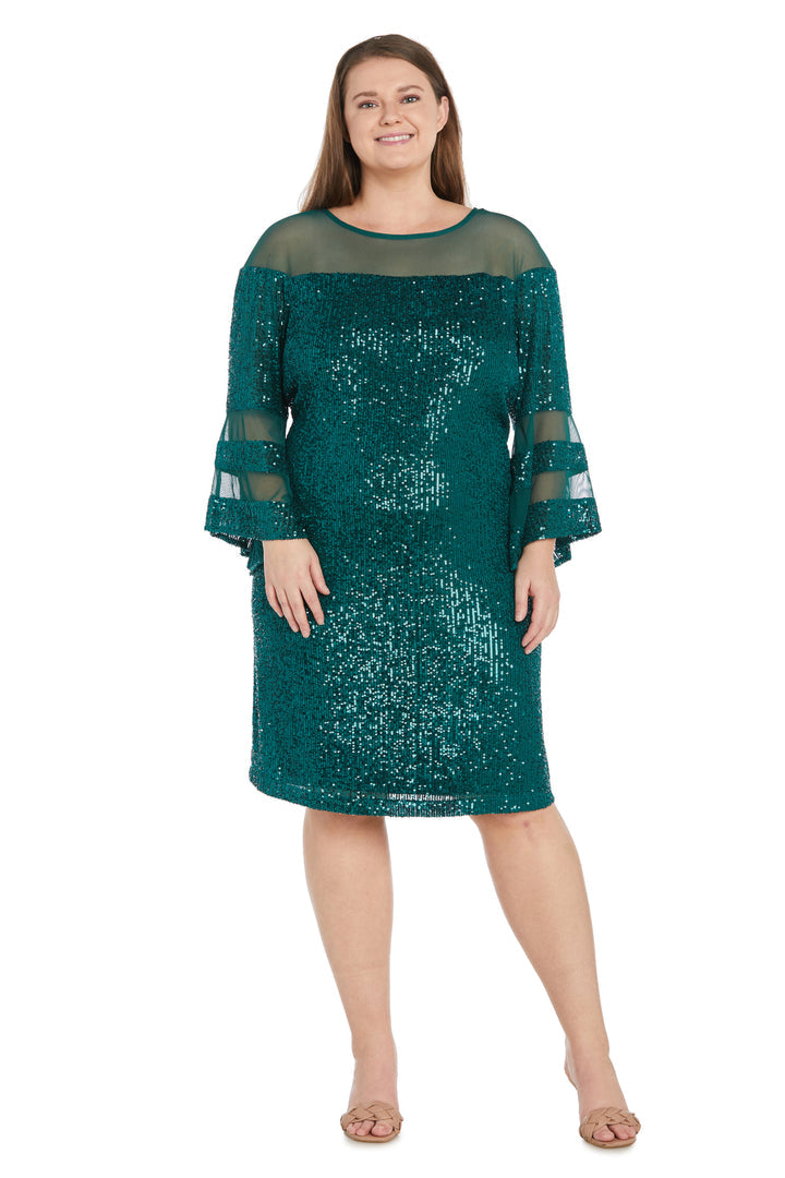 R&M Richards 2775W Long Sleeve Plus Size Short Dress