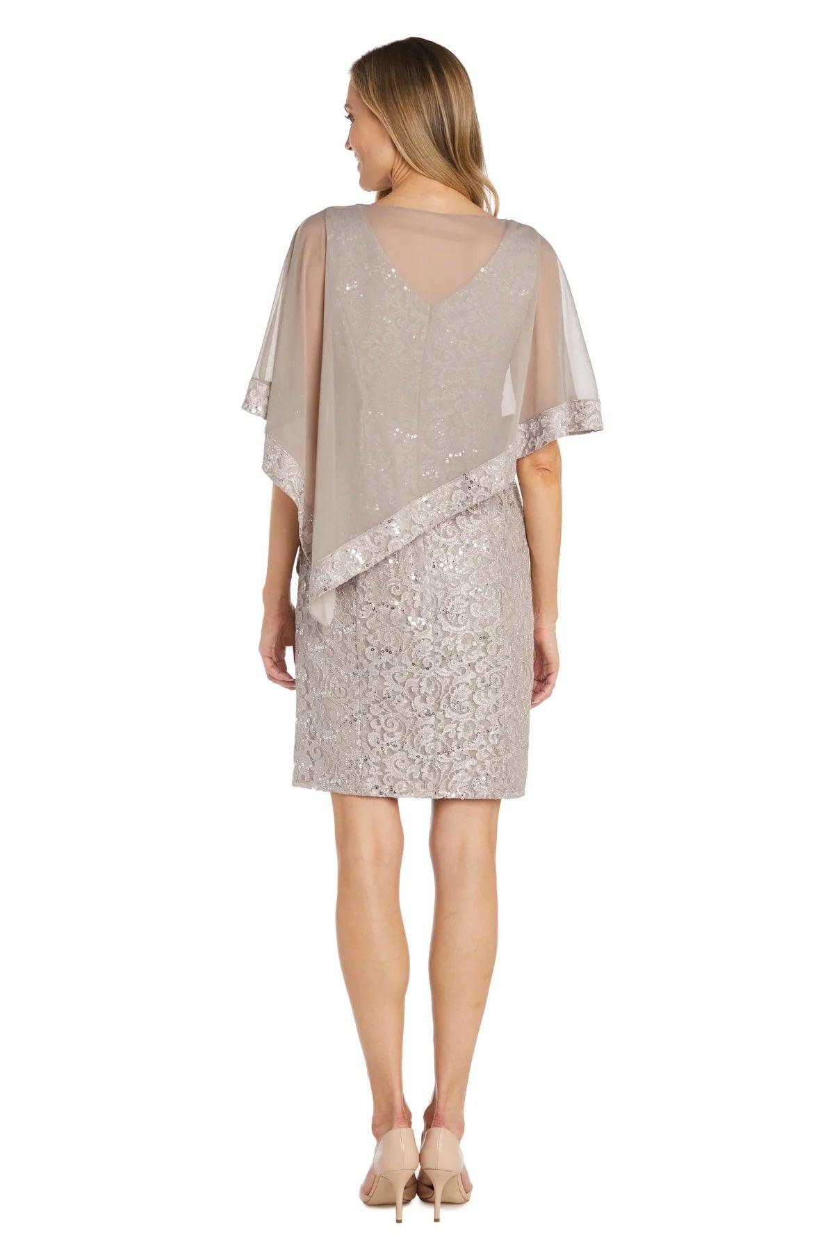 Mother of the Bride Dresses Short Asymmetrical Lace Poncho Cocktail Dress Champagne