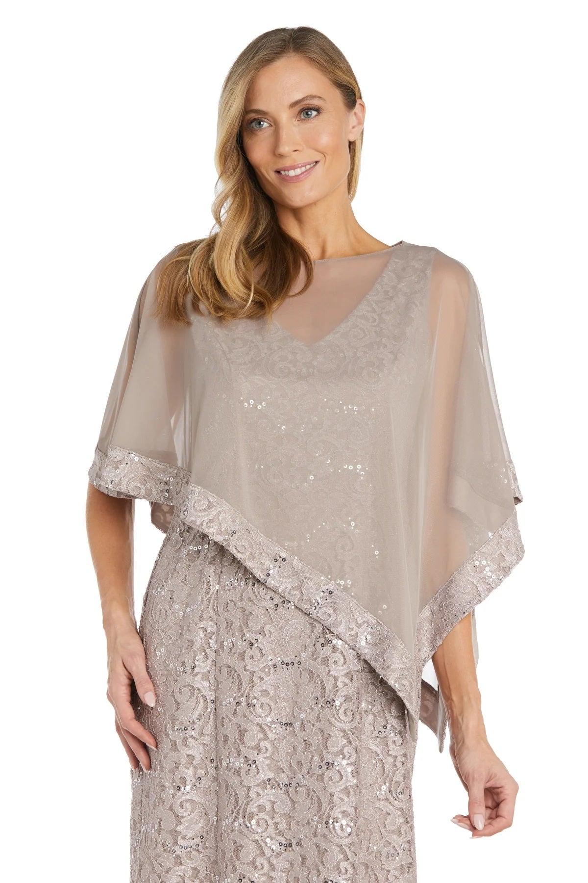 Mother of the Bride Dresses Short Asymmetrical Lace Poncho Cocktail Dress Champagne