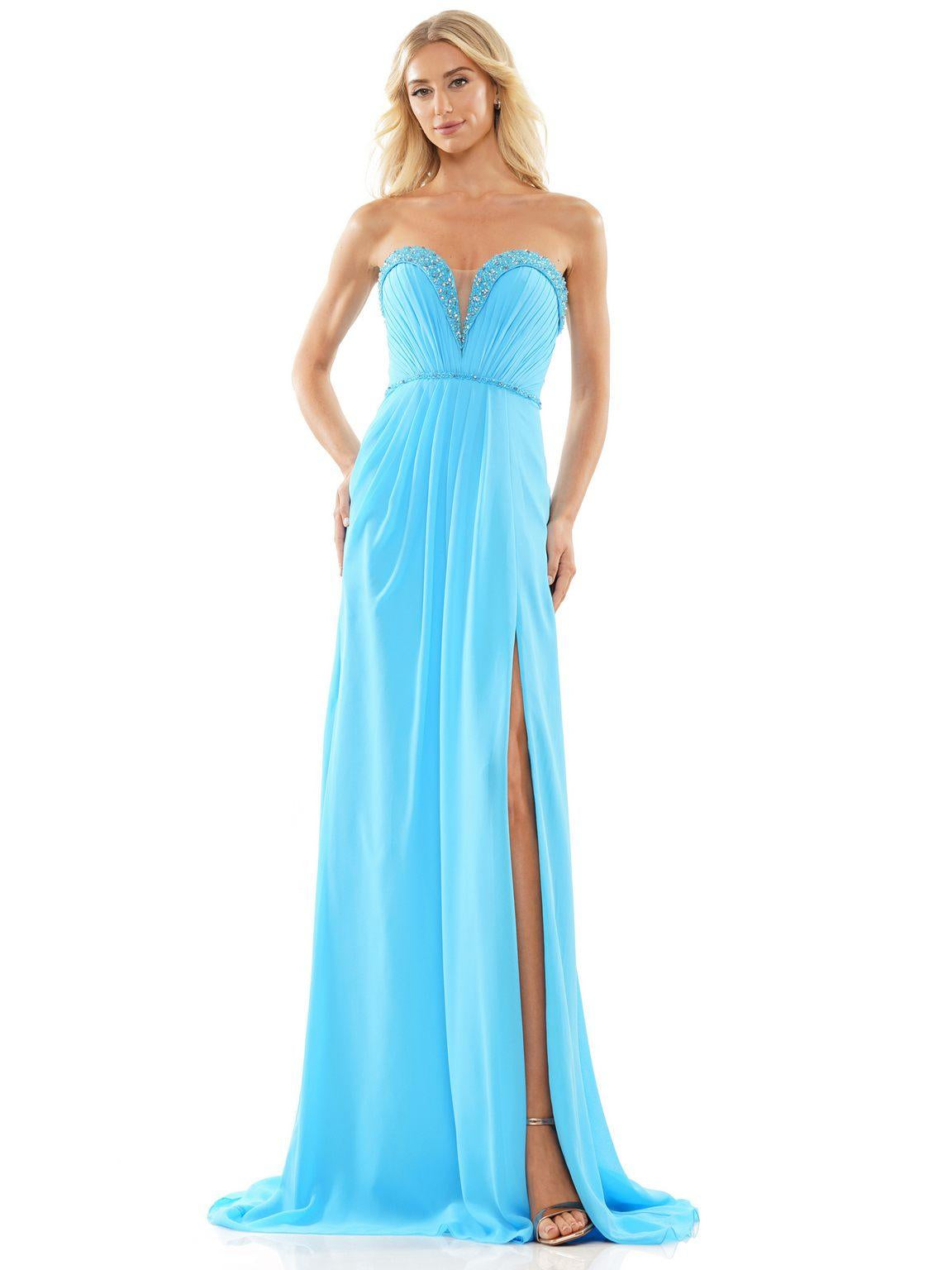 Prom Dresses Long Strapless Chiffon Prom Dress Turquoise