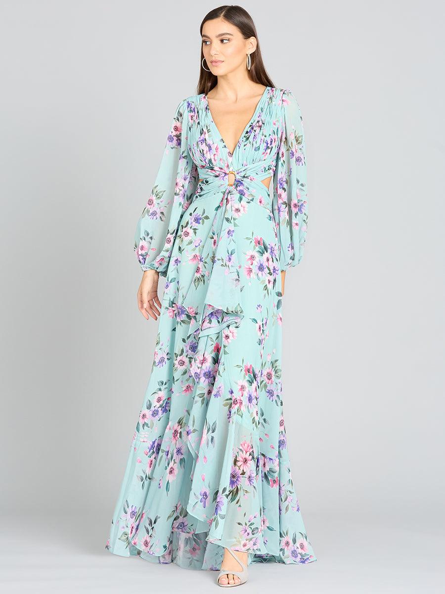 Formal Dresses Long Sleeve Layered Formal Dress Mint