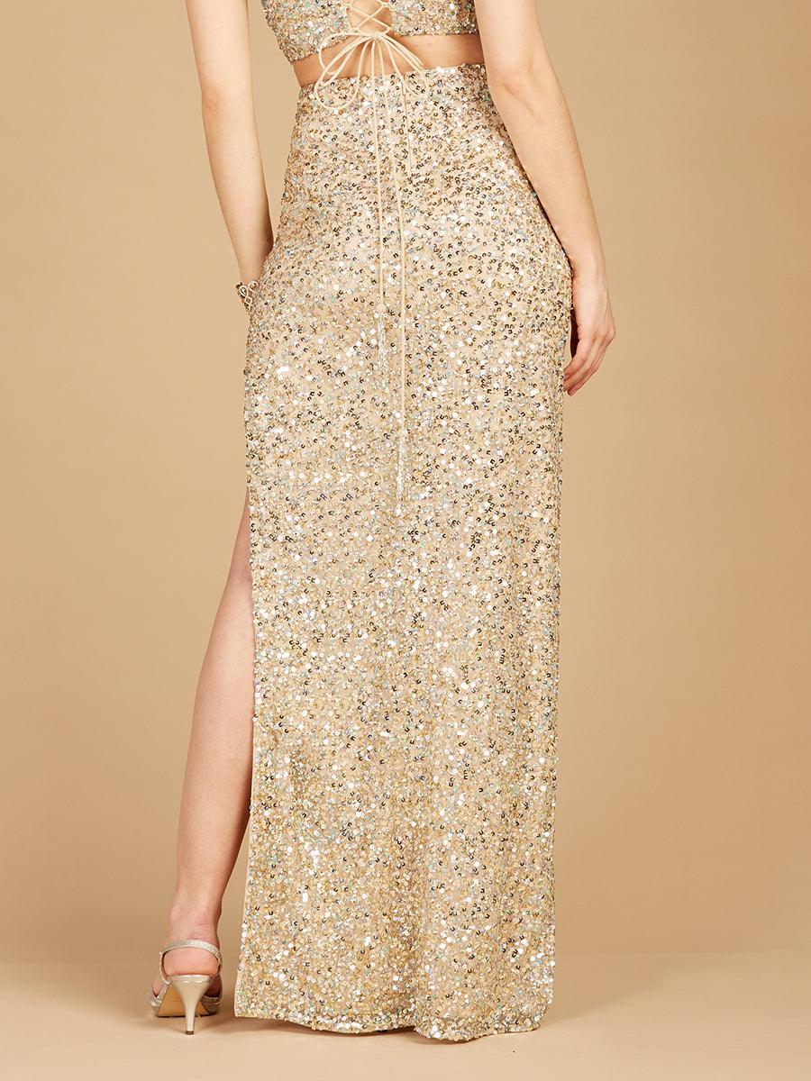 Prom Dresses Beaded Skirt Side Slit Confetti