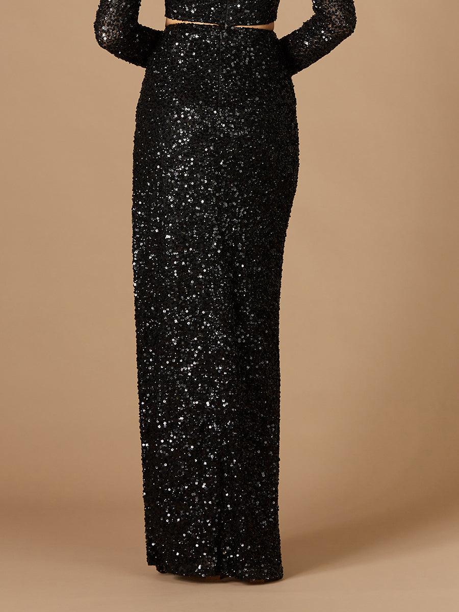 Prom Dresses Beaded Skirt Side Slit Black