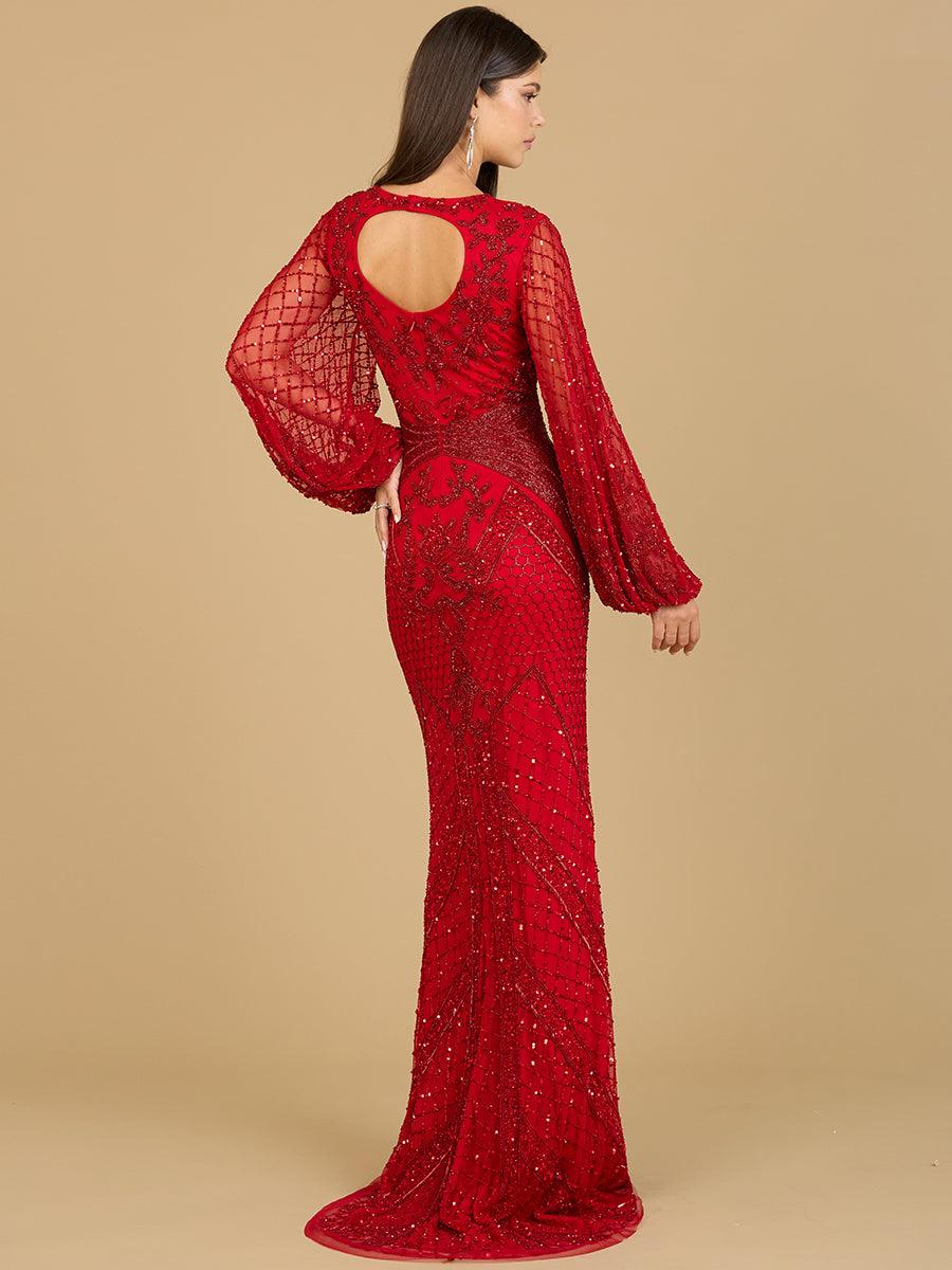 Formal Dresses Long Flutter Sleeves Evening Dress Red