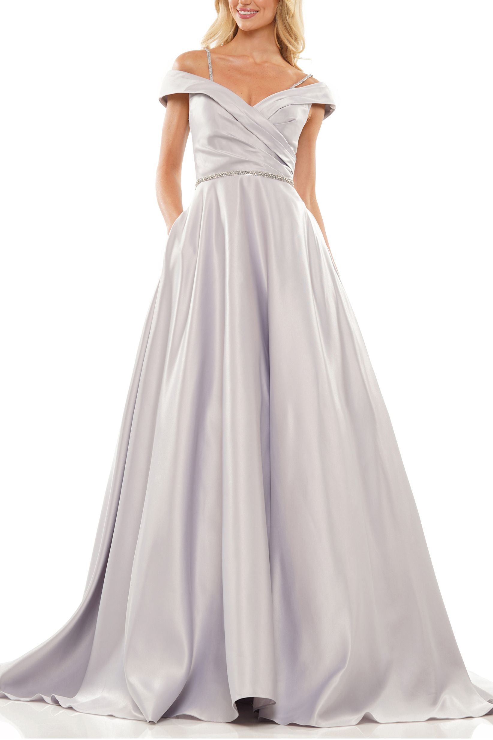 PLATINUM Colors IM-2938 Long Off Shoulder Pleated Prom Gown for $109.99 ...