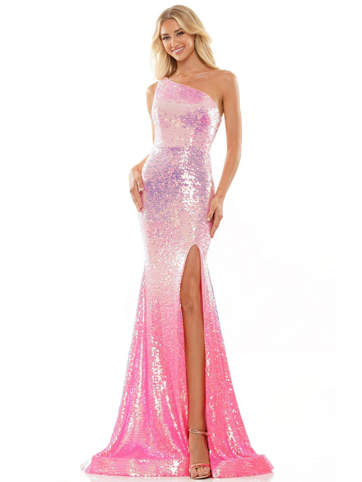 Prom Dresses Long One Shoulder Fitted Prom Dress Pink