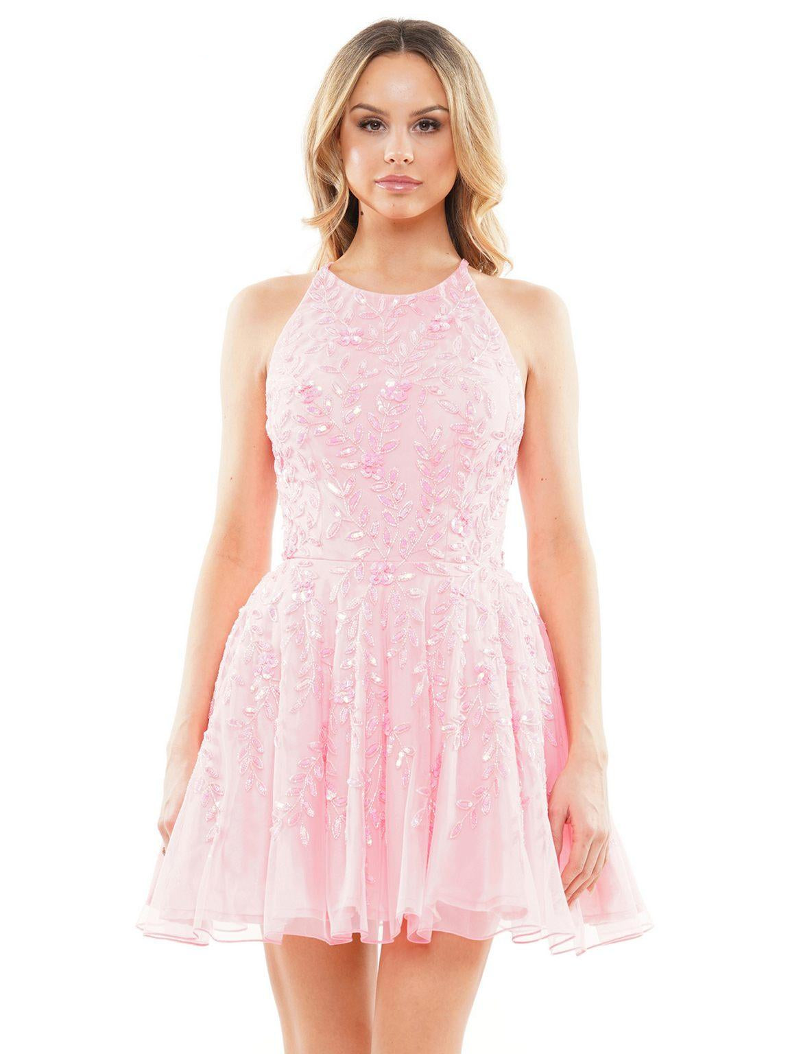 Cocktail Dresses Homecoming Halter Short Cocktail Dress Pink