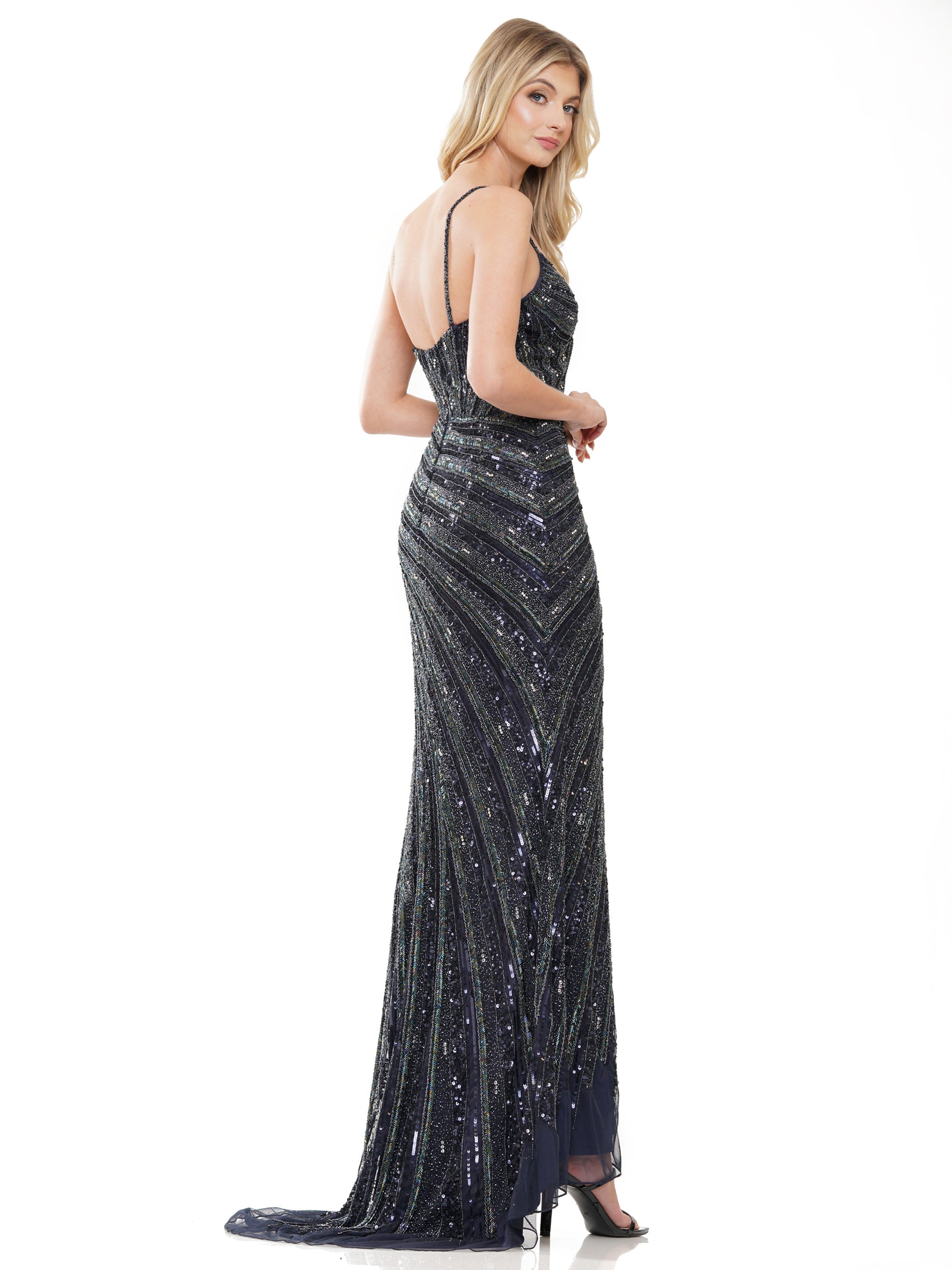 Prom Dresses Long Spaghetti Strap Formal Fitted Prom Dress Navy