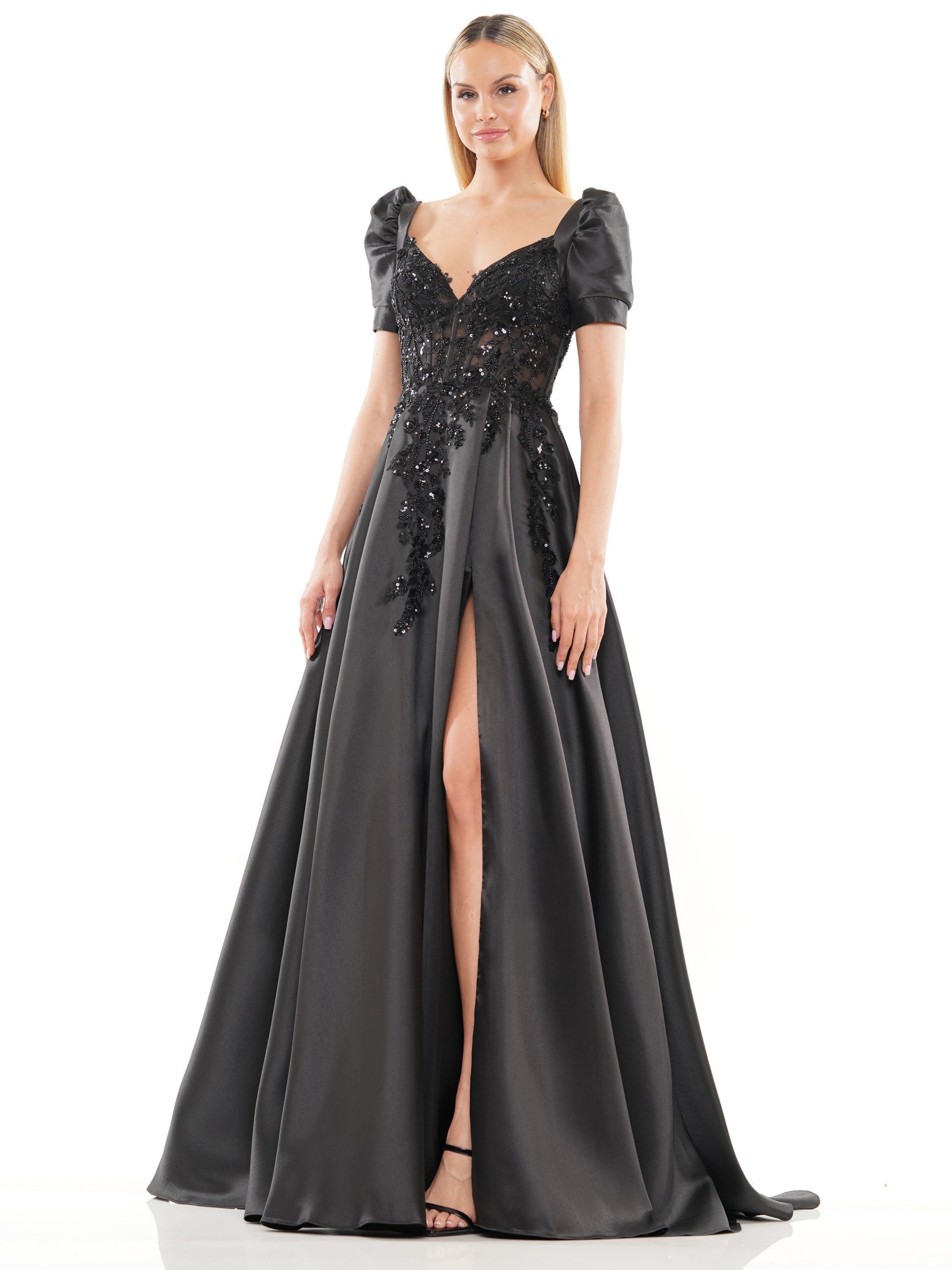 Prom Dresses Long Formal A Line Slit Prom Dress Black