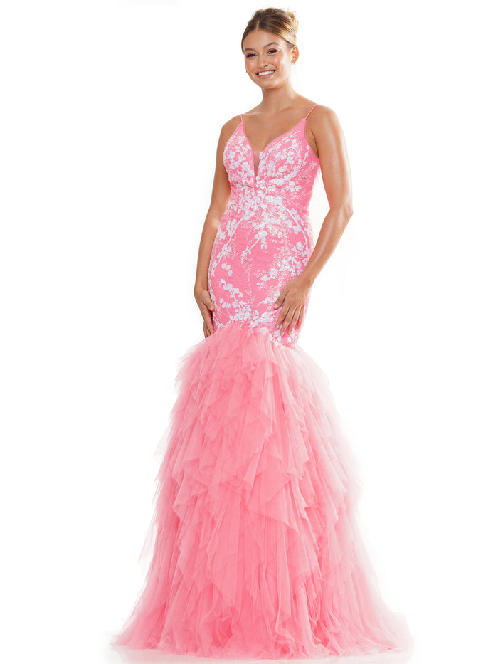 Prom Dresses Long Formal Sequin Mesh Mermaid Prom Dress Barbie Pink