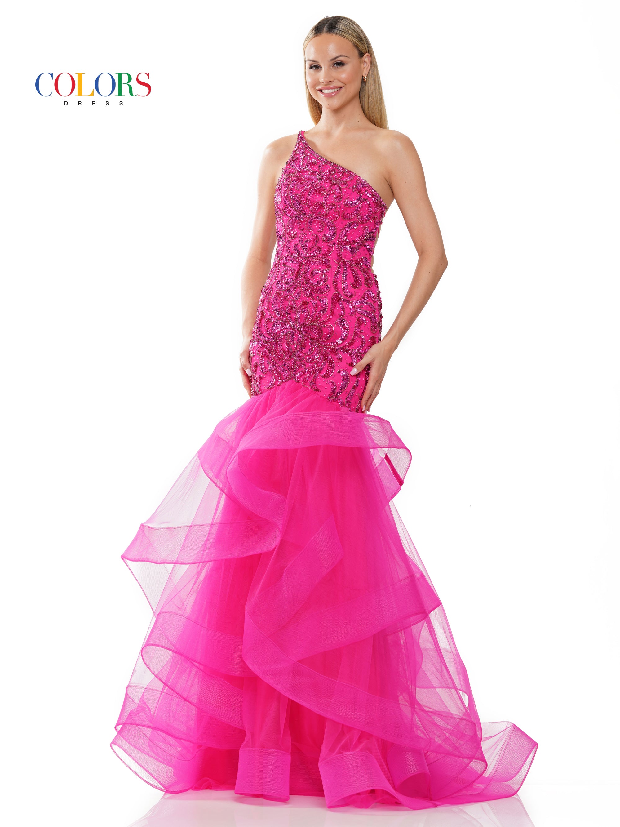 Fuchsia Colors 3209 Long One Shoulder Formal Mermaid Prom Dress For fuchsia-colors-3209-long-one-shoulder-formal-mermaid-prom-dress-for