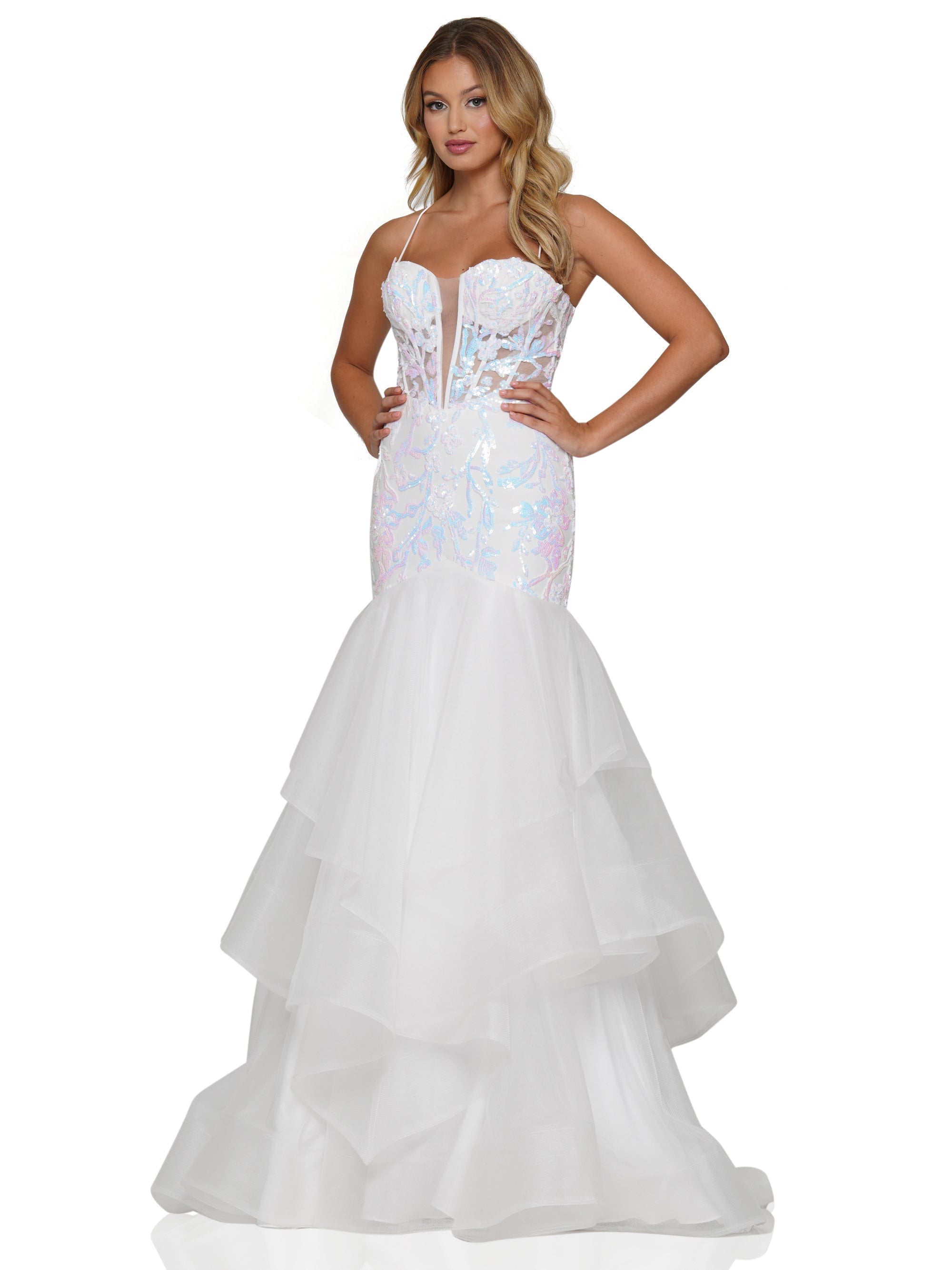 Prom Dresses Prom Long Spaghetti Strap Mermaid Formal Dress Off White