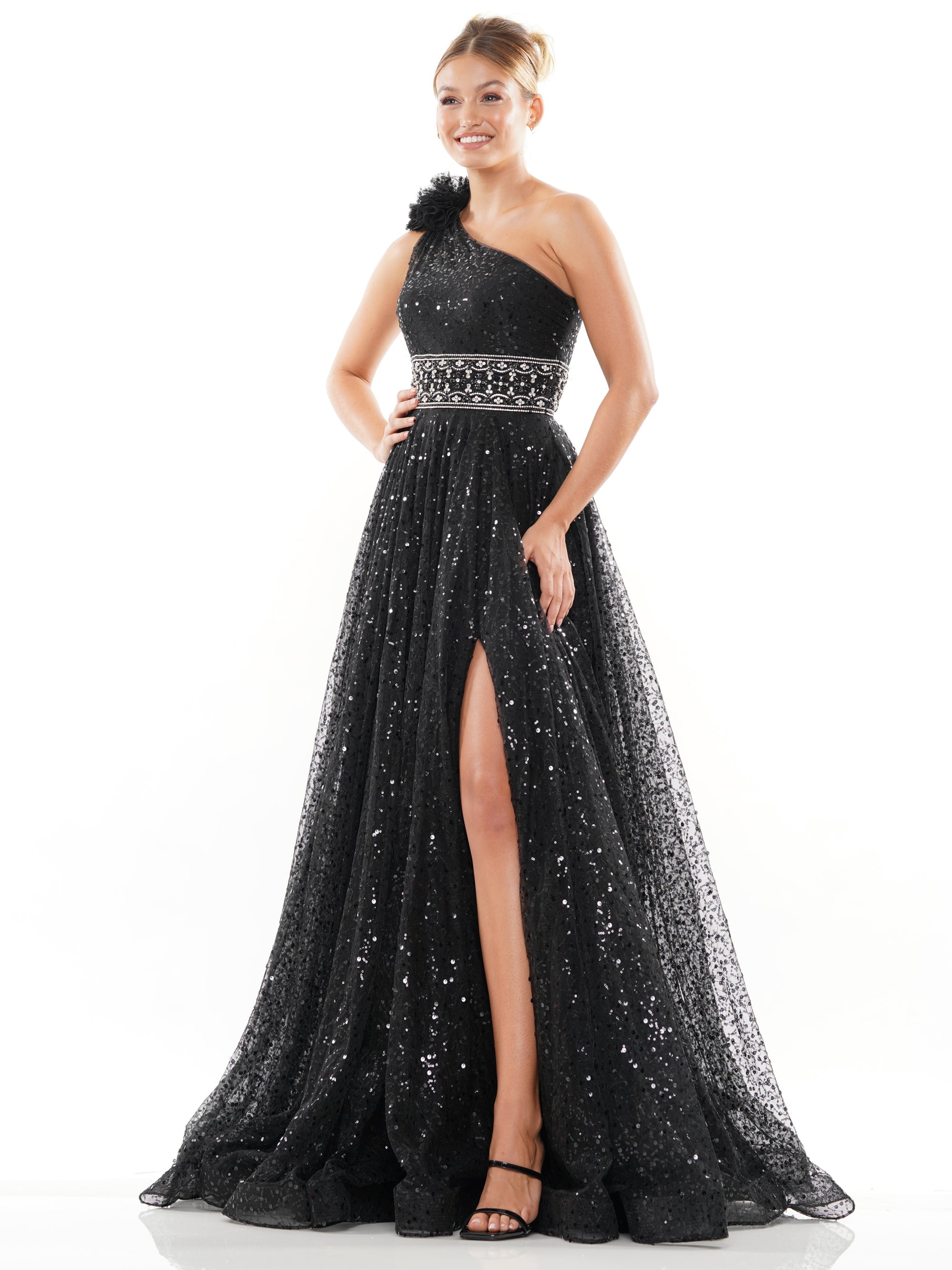 Black Colors 3231 Formal Long One Shoulder Prom Dress