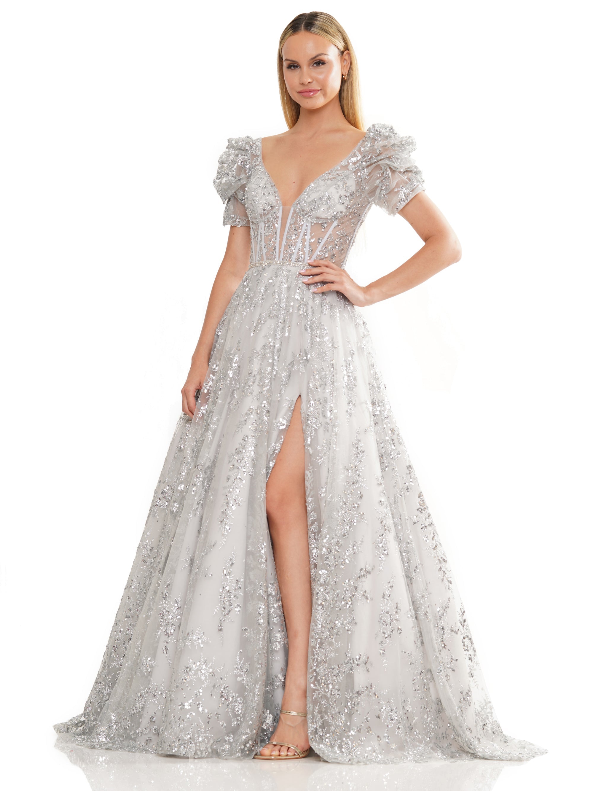 Prom Dresses Prom Long Formal Glitter Ball Gown Silver