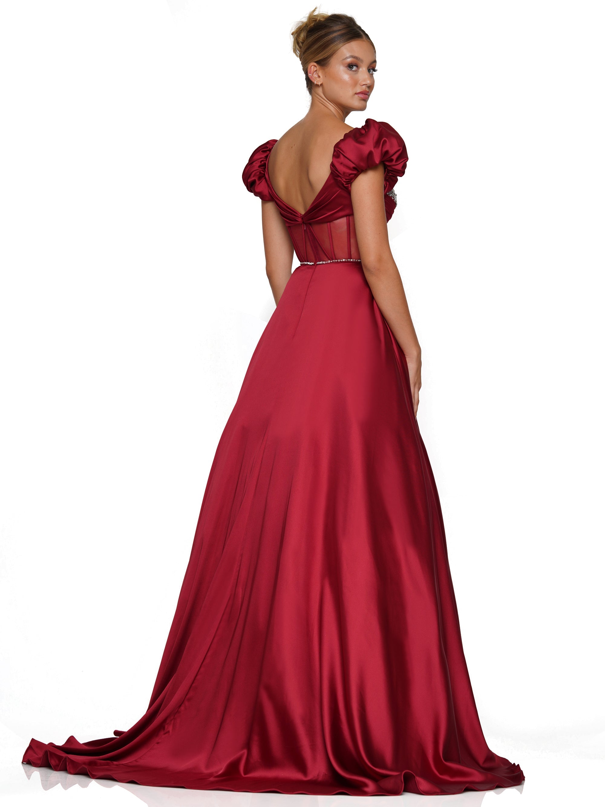 Prom Dresses Long Formal Satin Pocket Prom Ball Gown Wine