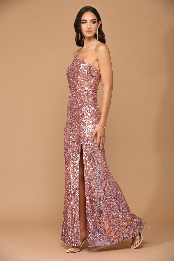 Long One Shoulder Formal Fitted Prom Dress