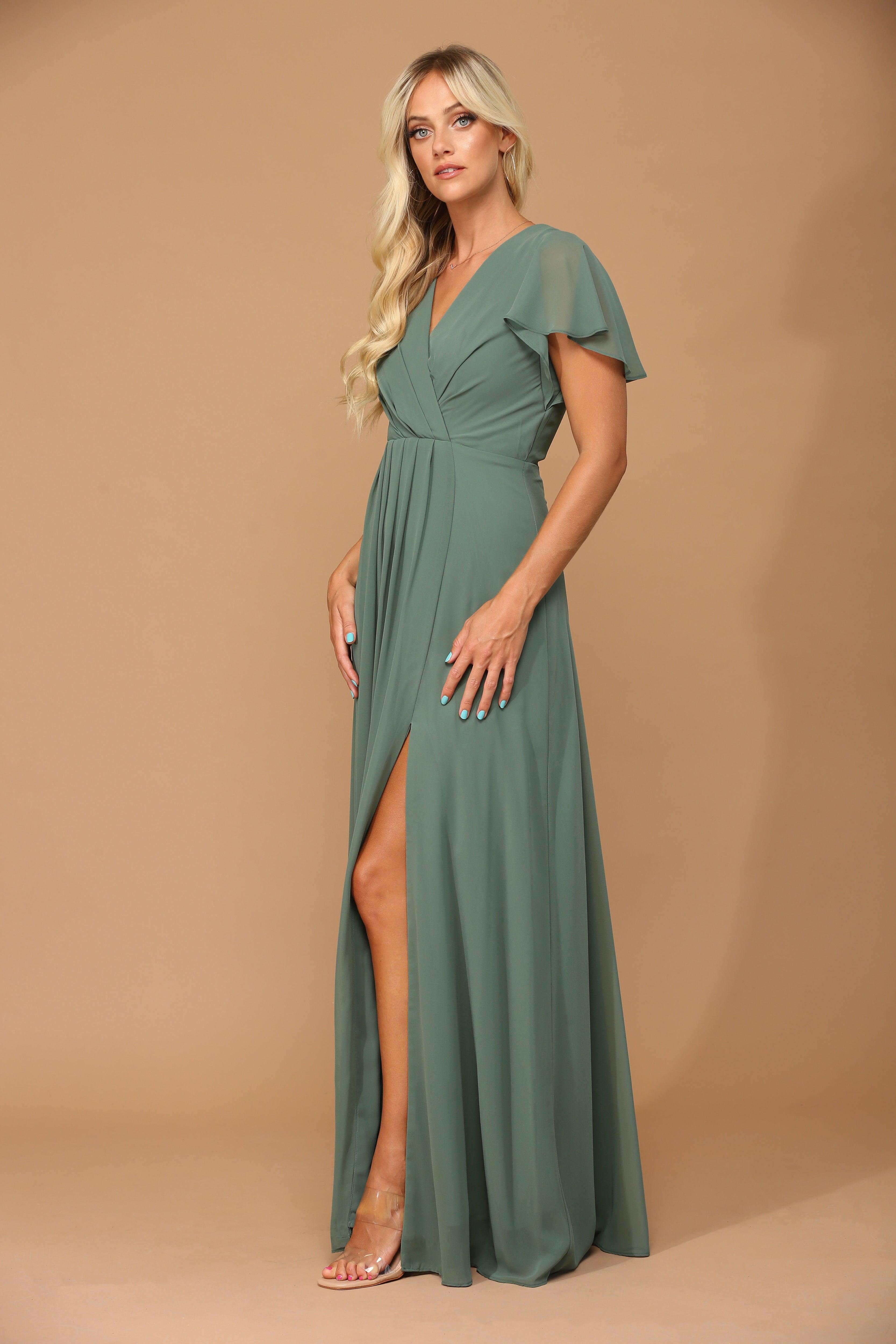Long Short Sleeve Mother of the Bride Chiffon Dress