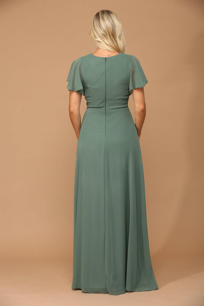 Long Short Sleeve Mother of the Bride Chiffon Dress