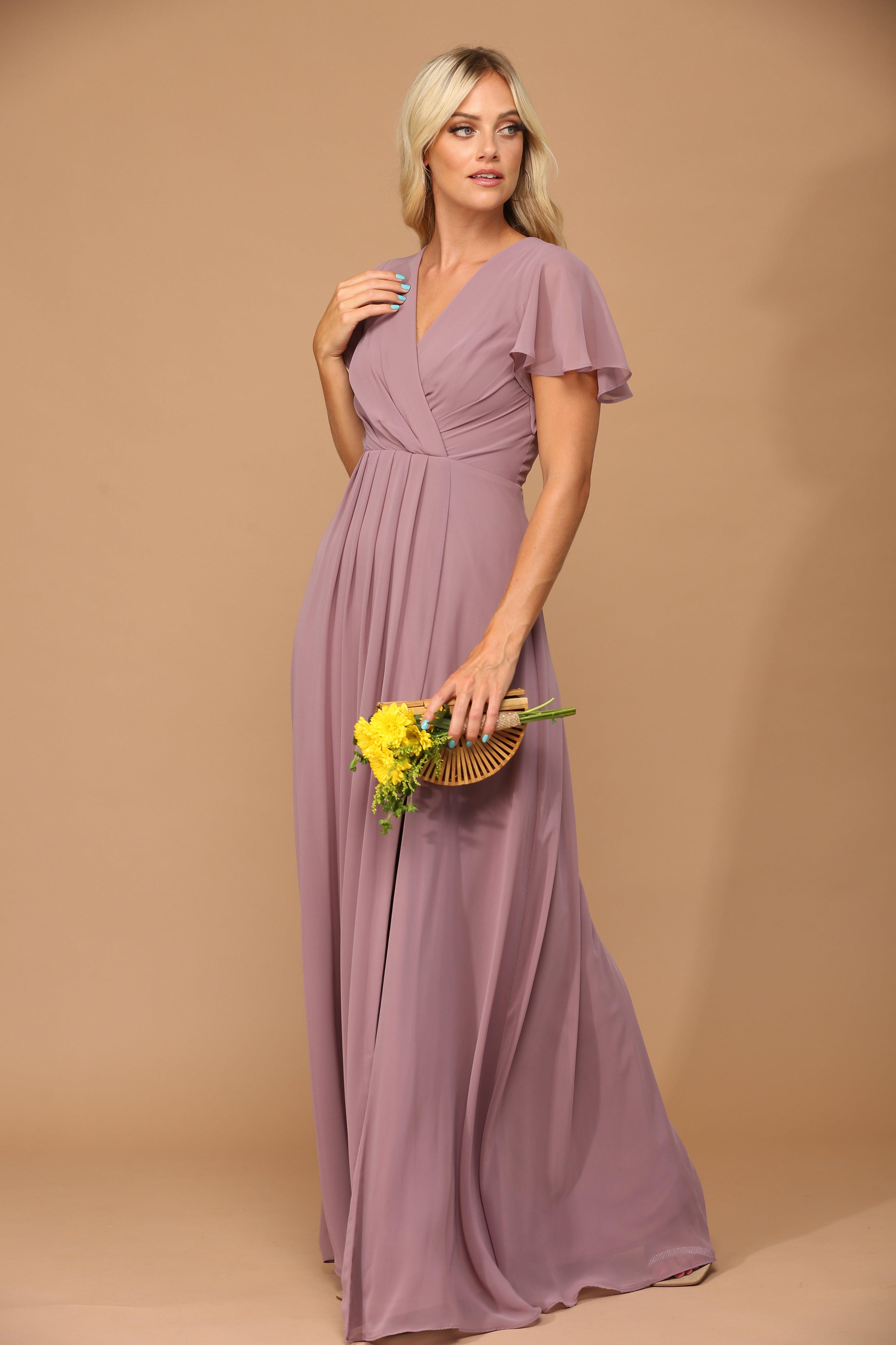 Long Short Sleeve Mother of the Bride Chiffon Dress