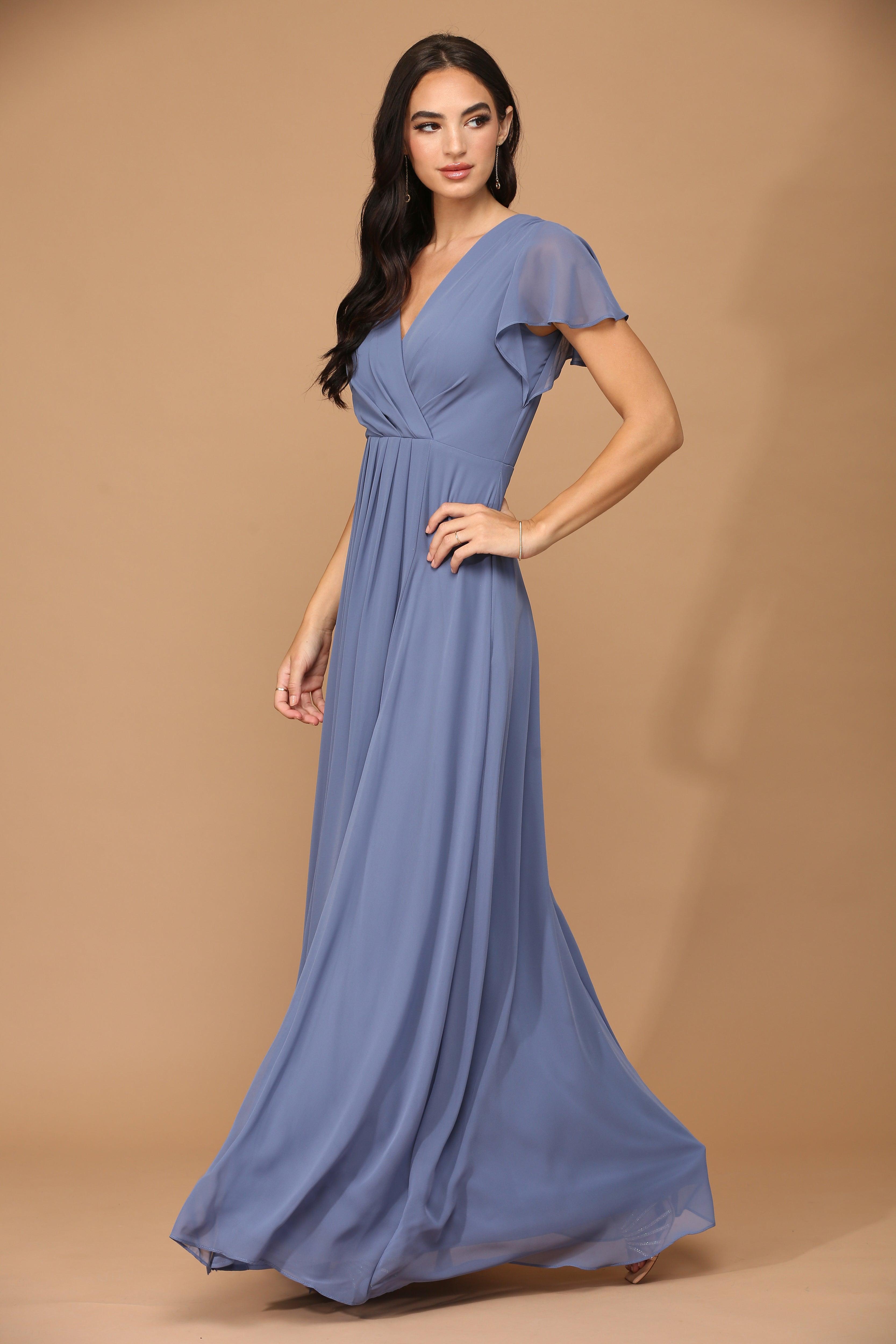 Long Short Sleeve Mother of the Bride Chiffon Dress