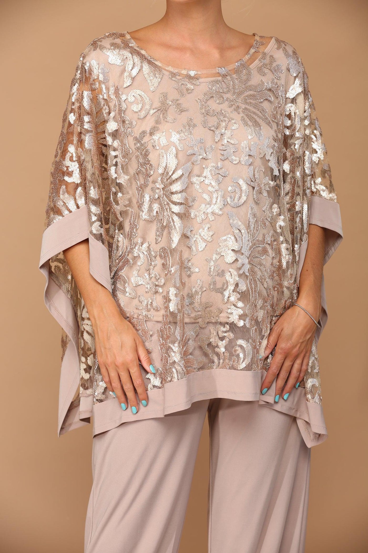 Long Formal Mother of the Bride Cape Pant Set