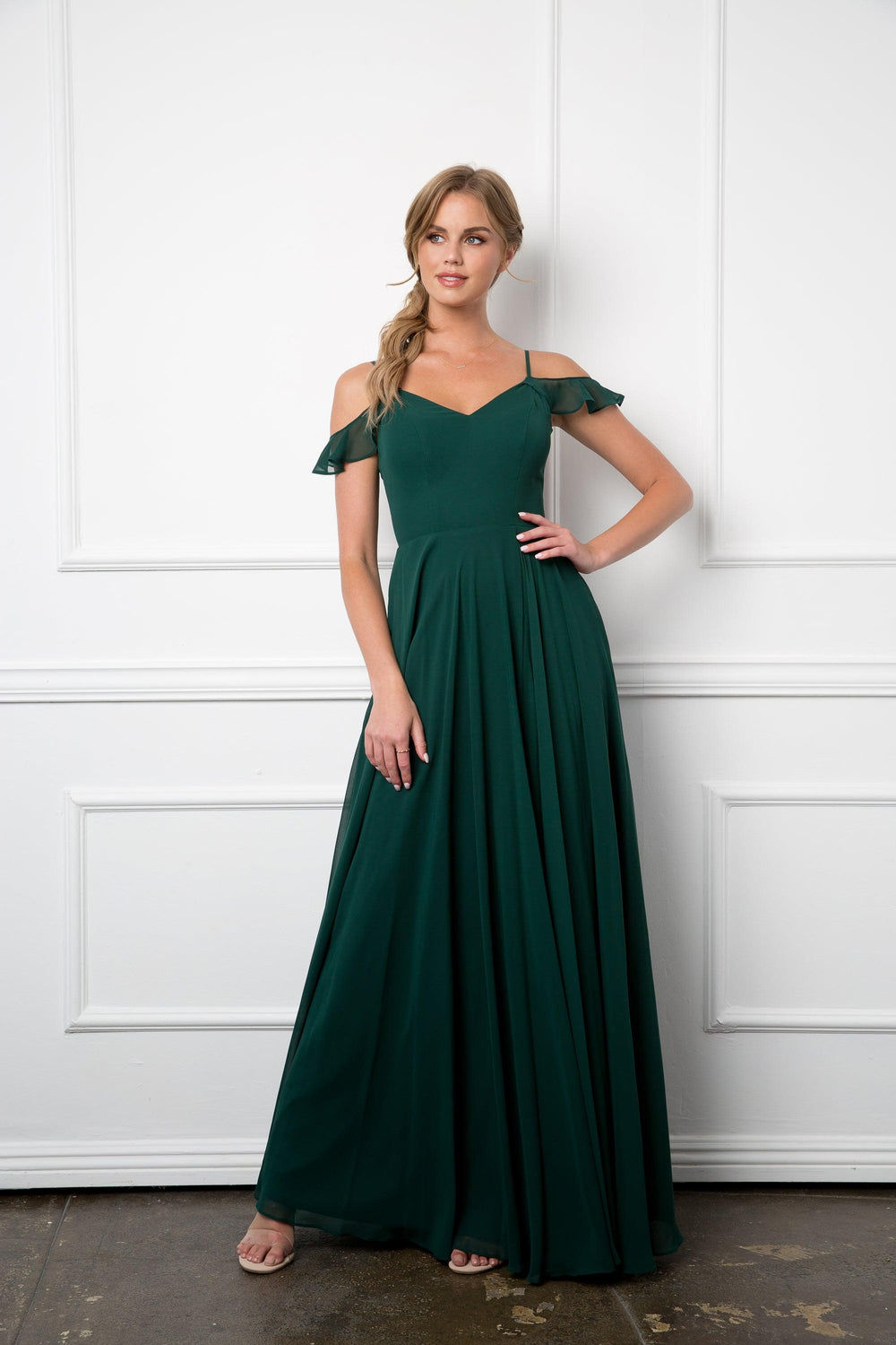Long Off Shoulder Formal Chiffon Bridesmaids Dress Sale