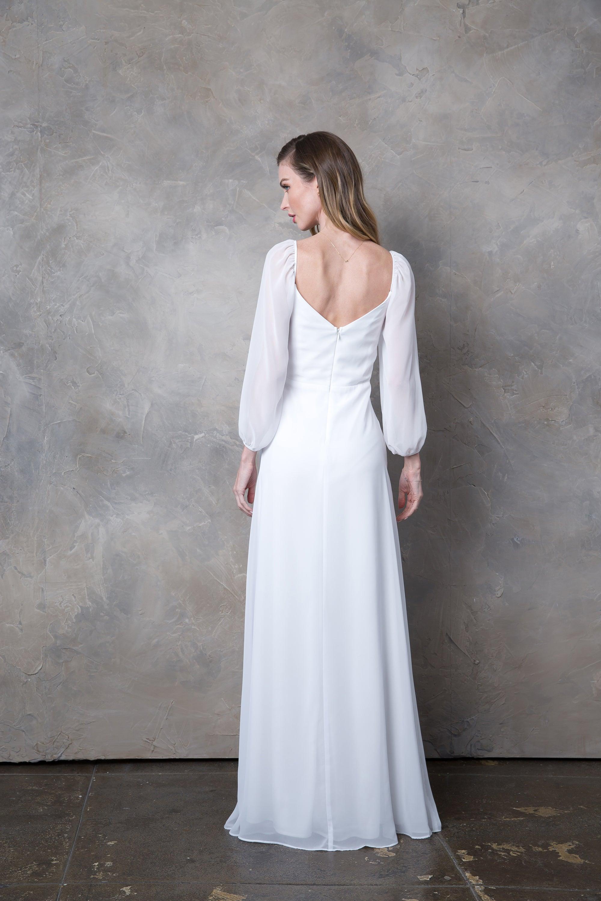 Long Sleeve Formal Chiffon Dress