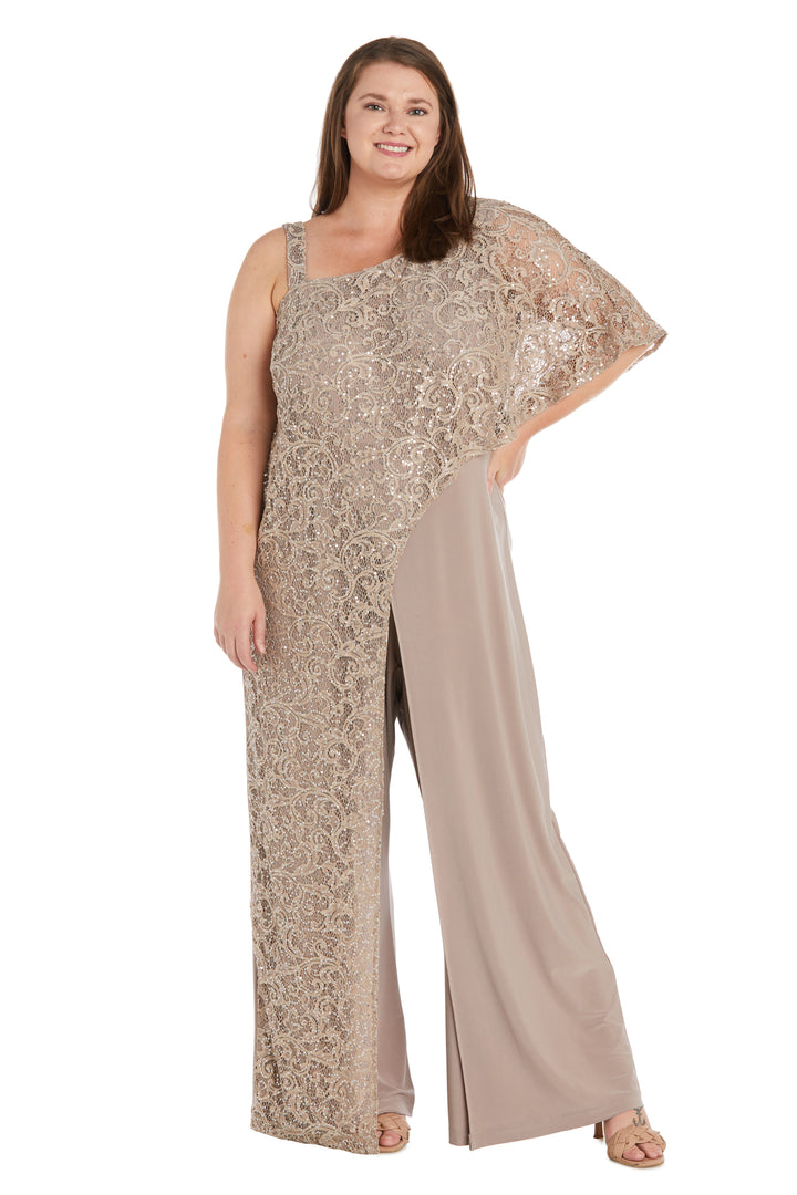 Jumpsuit Long Plus Size Sequin Formal Jumpsuit Mocha