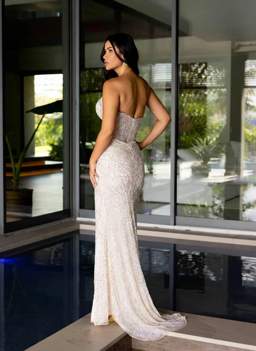Prom Dresses Prom Fitted Formal Long Dress Nude