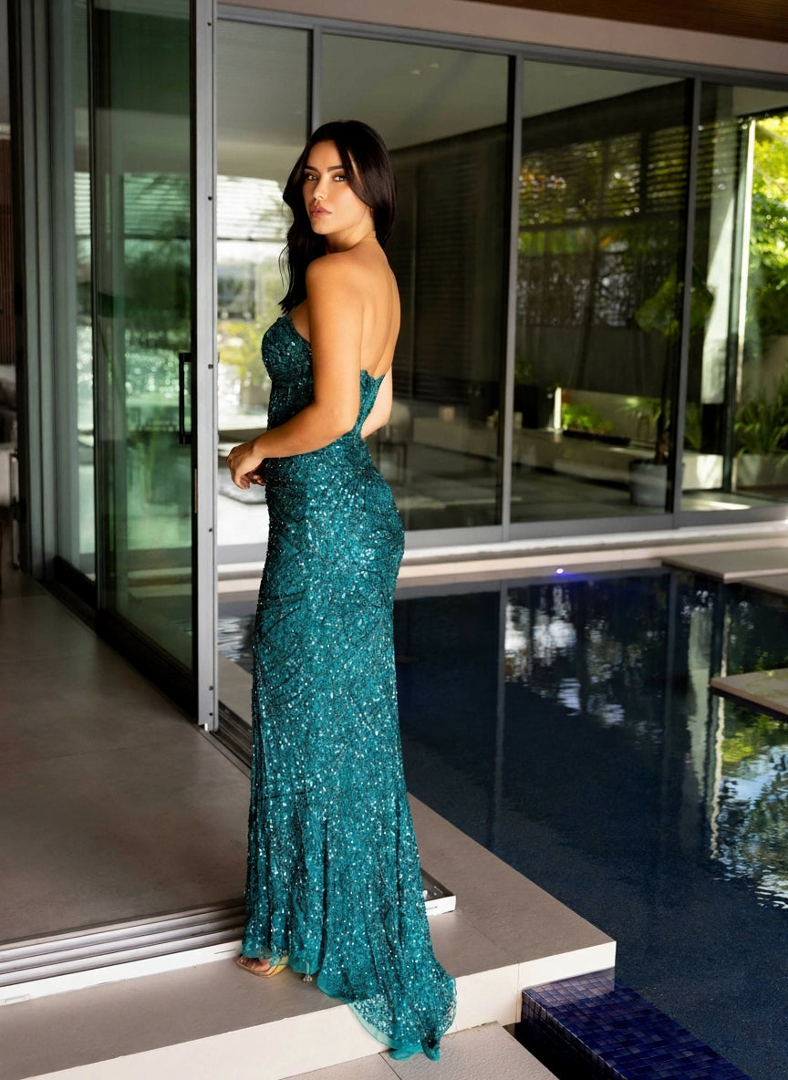 Prom Dresses Prom Fitted Formal Long Dress Teal