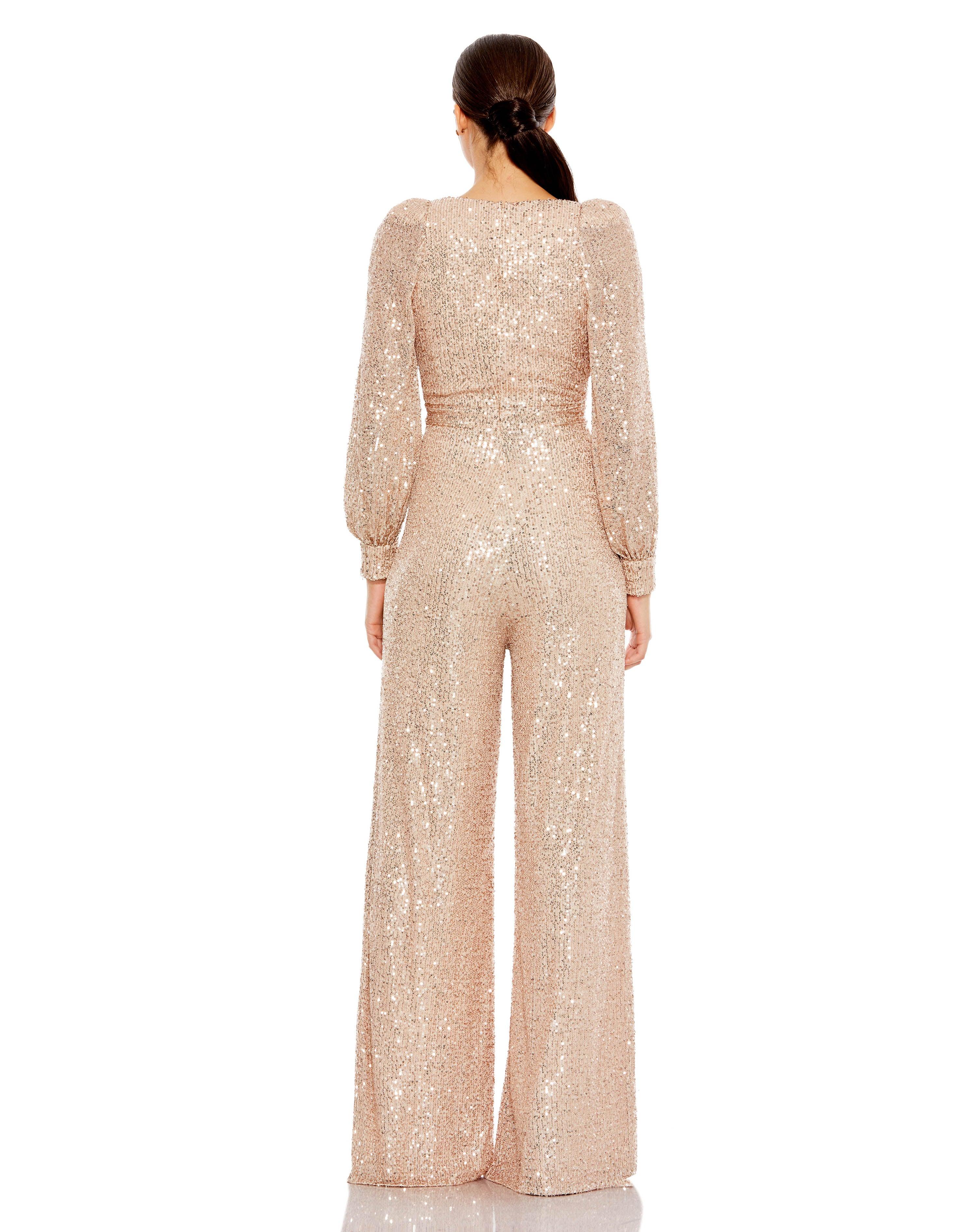 Formal Dresses Long Sleeve Formal Jump Suit Rose Gold