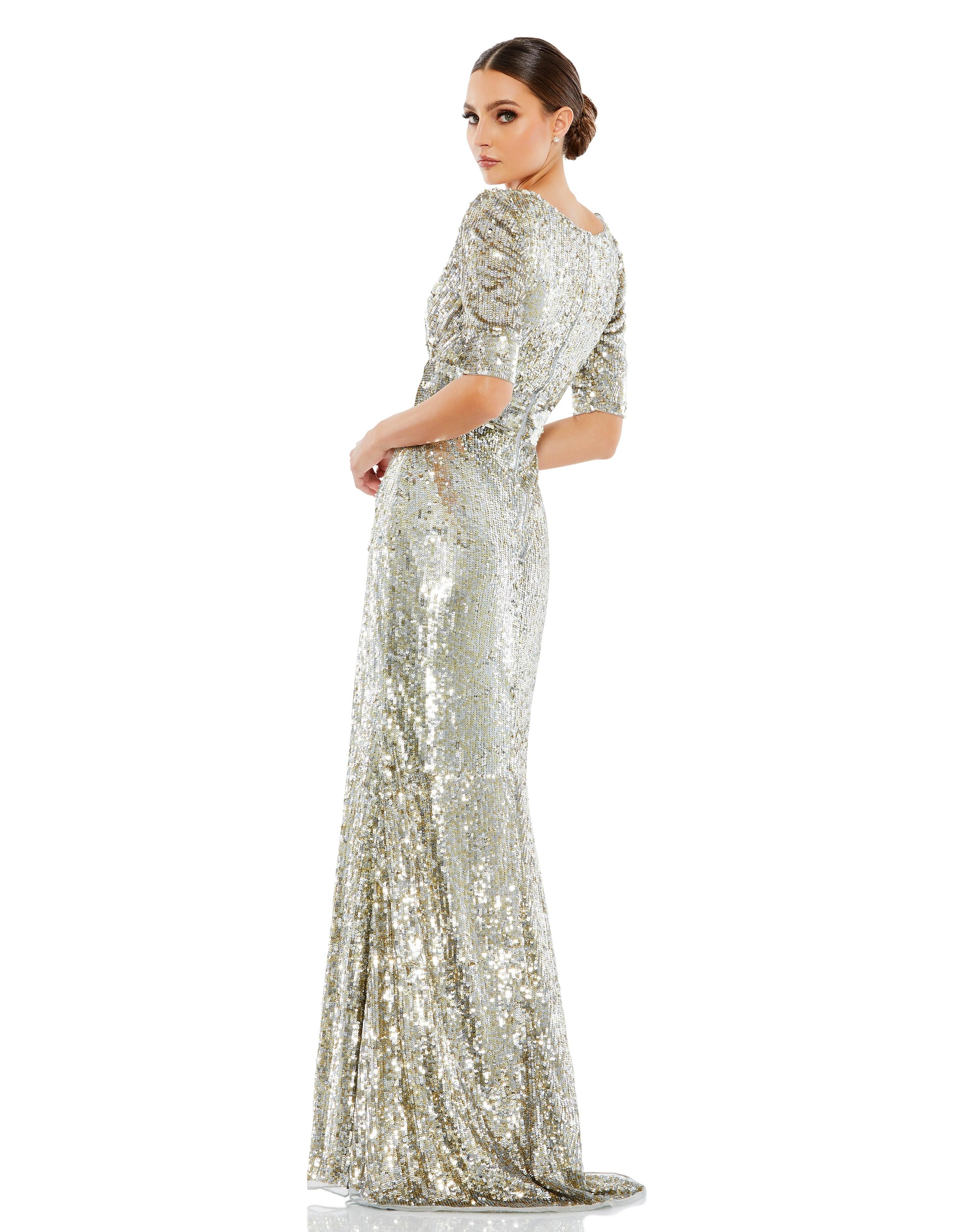 Formal Dresses Long Formal Short Sleeve Evening Gown Platinum