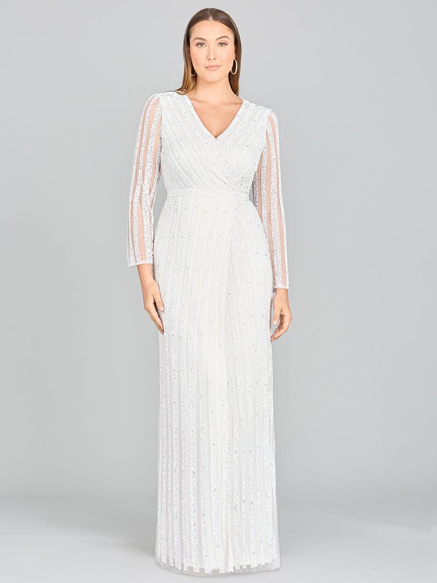 Lara Dresses 51007 Long Sleeve Beaded Wedding Dress