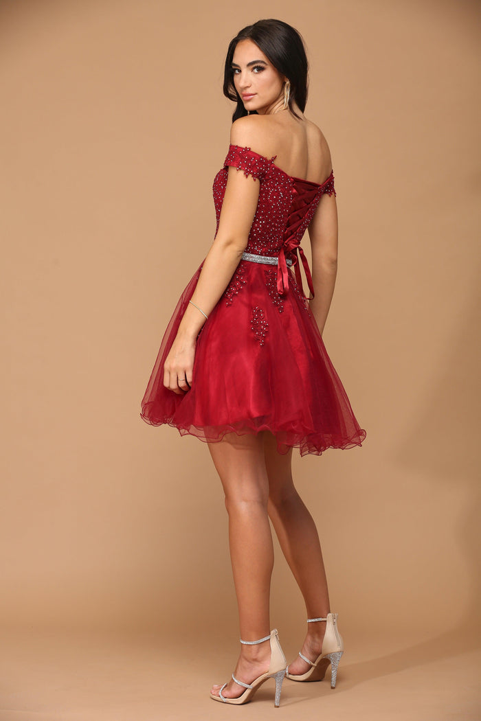 Prom Short Off Shoulder Lace Cocktail Party Dress