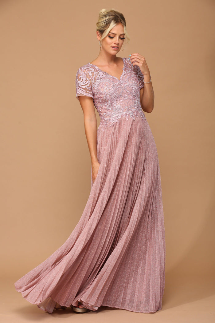 Mother of the Bride Dresses Mother of the Bride Long Formal Metallic Dress Dusty Rose