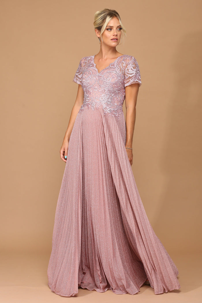 Mother of the Bride Dresses Mother of the Bride Long Formal Metallic Dress Dusty Rose