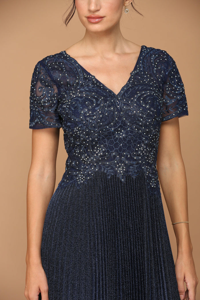 Mother of the Bride Dresses Mother of the Bride Long Formal Metallic Dress Navy