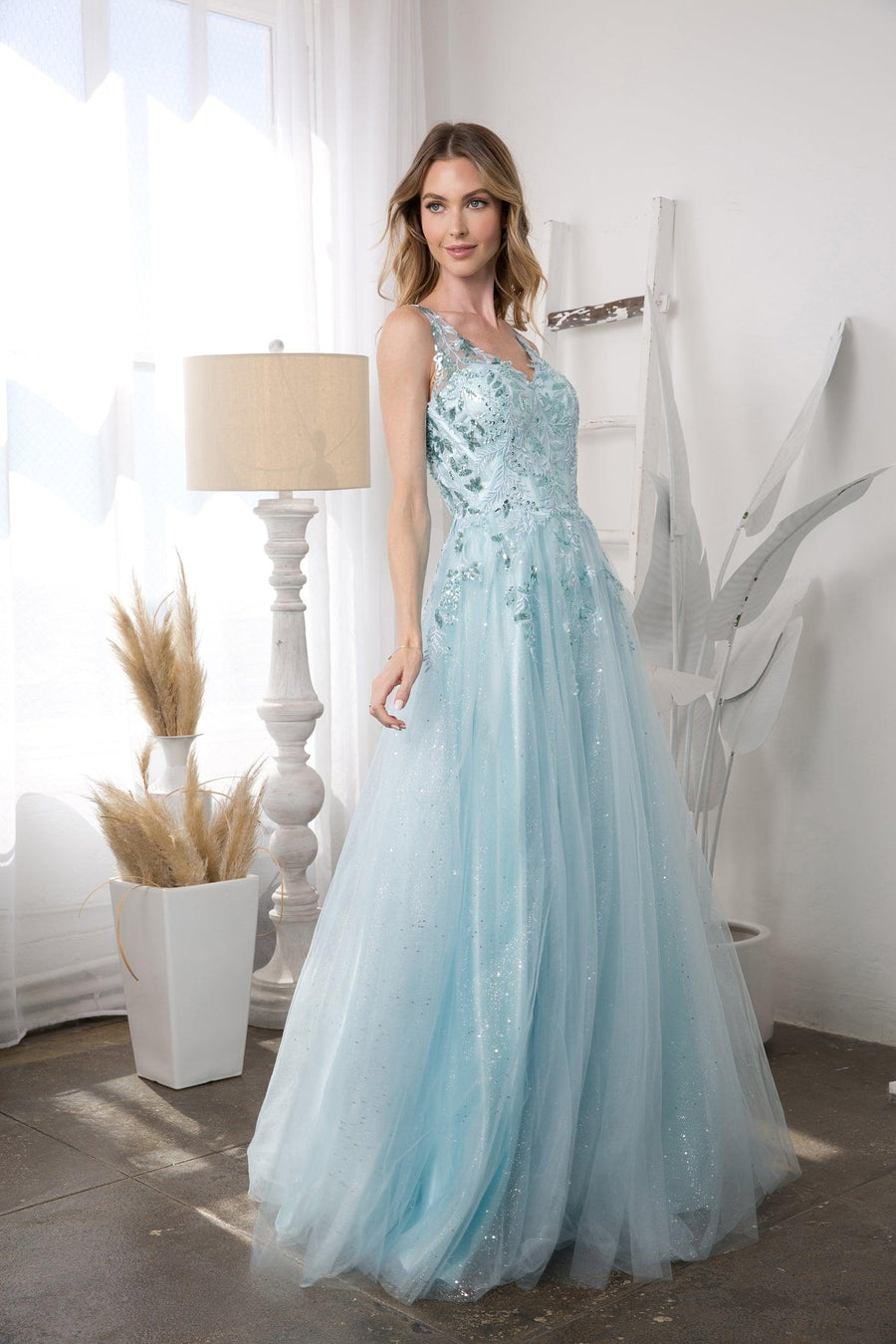 Prom Dresses Long Sleeveless Formal Prom Dress Ice Blue