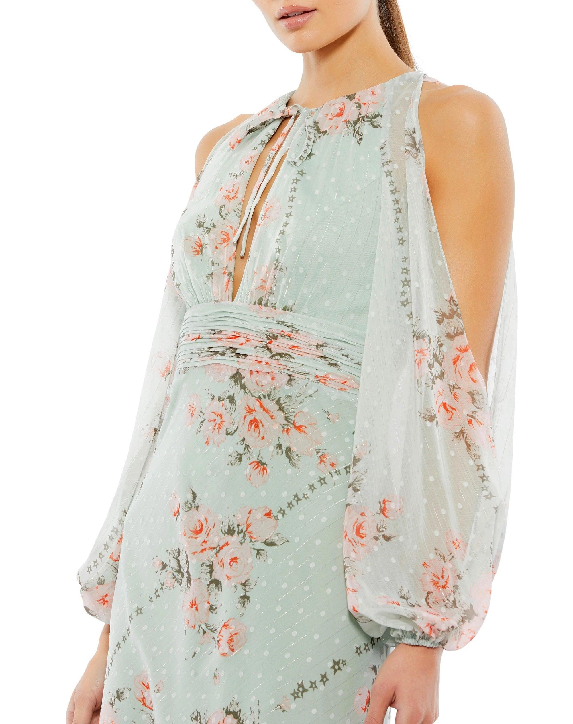 Prom Dresses Long Formal Floral Chiffon Prom Dress Seafoam