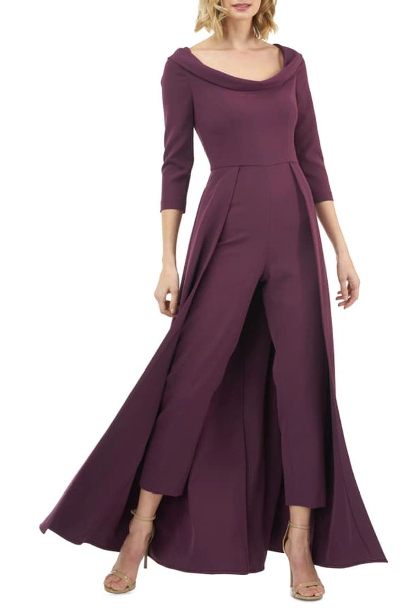 PLUM Kay Unger 5541104 Long 3/4 Sleeve Jumpsuit Formal Formal