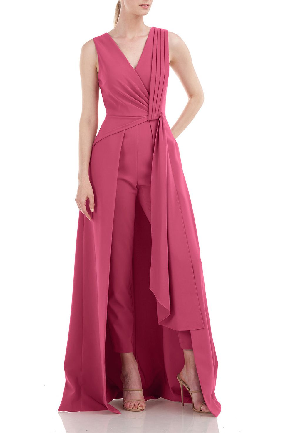 BERRY SORBET Kay Unger 5548814 Long Sleeveless Pleated Formal