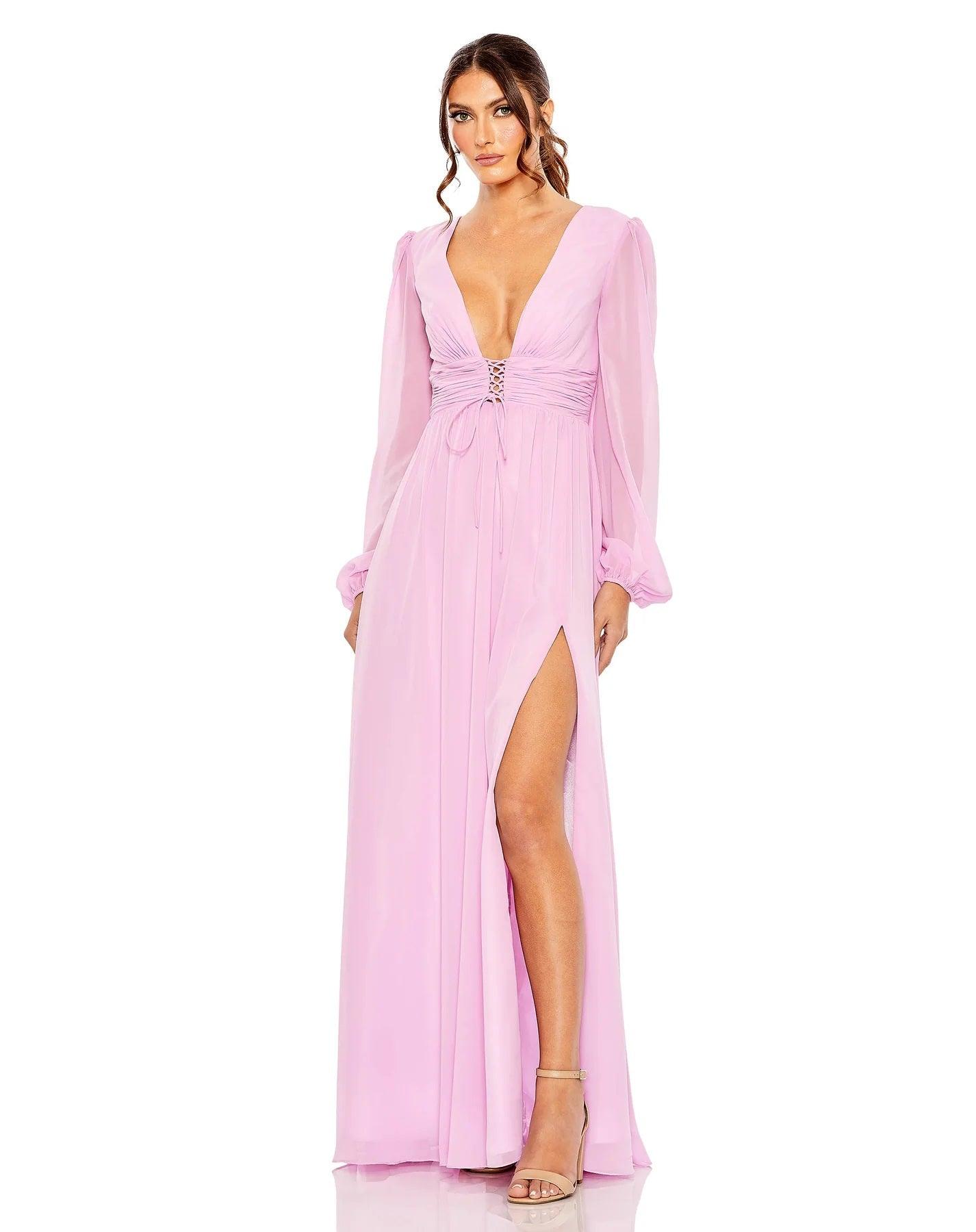 Formal Dresses Long Sleeve Formal Chiffon Dress Lilac
